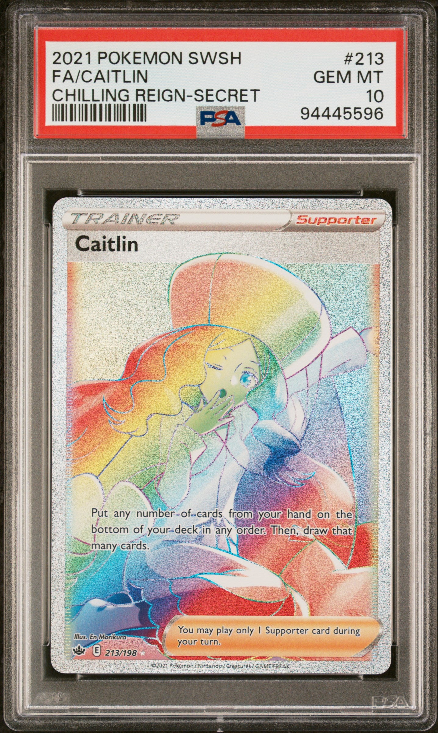 2021 Pokemon Sword & Shield Chilling Reign Fa/Caitlin #213 PSA 10