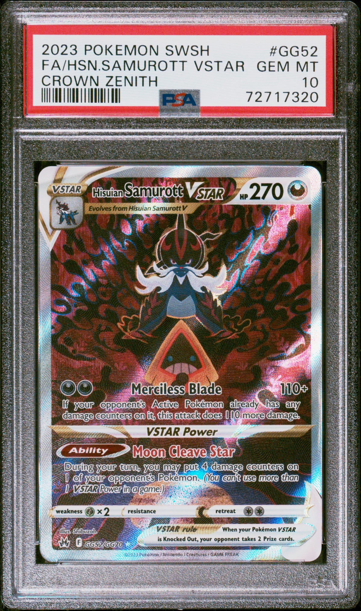 Hcn Card 2023 Pokemon Sword And Shield Crown Zenith Fa/Hsn.Samurott Vstar #GG52 ...