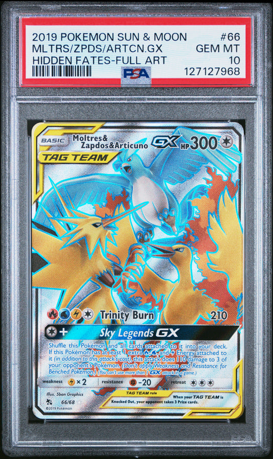 2019 Pokemon Sun & Moon Hidden Fates Mltrs/Zpds/Artcn.Gx #66 PSA 10
