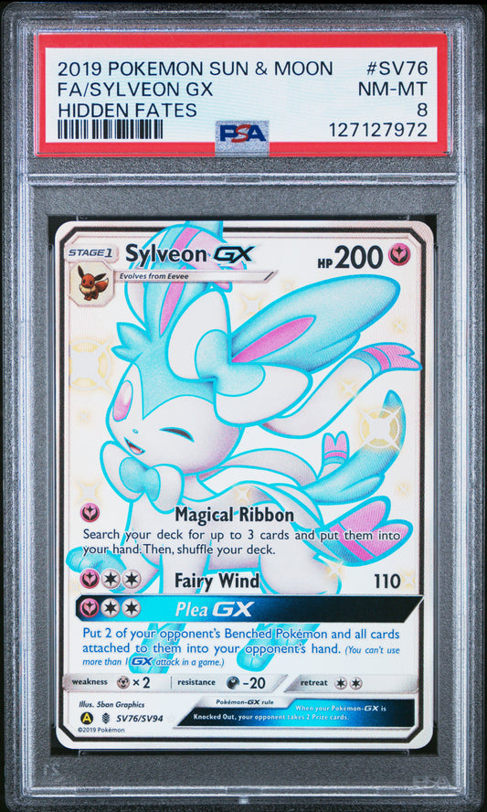 2019 Pokemon Sun & Moon Hidden Fates Fa/Sylveon Gx #SV76 PSA 8