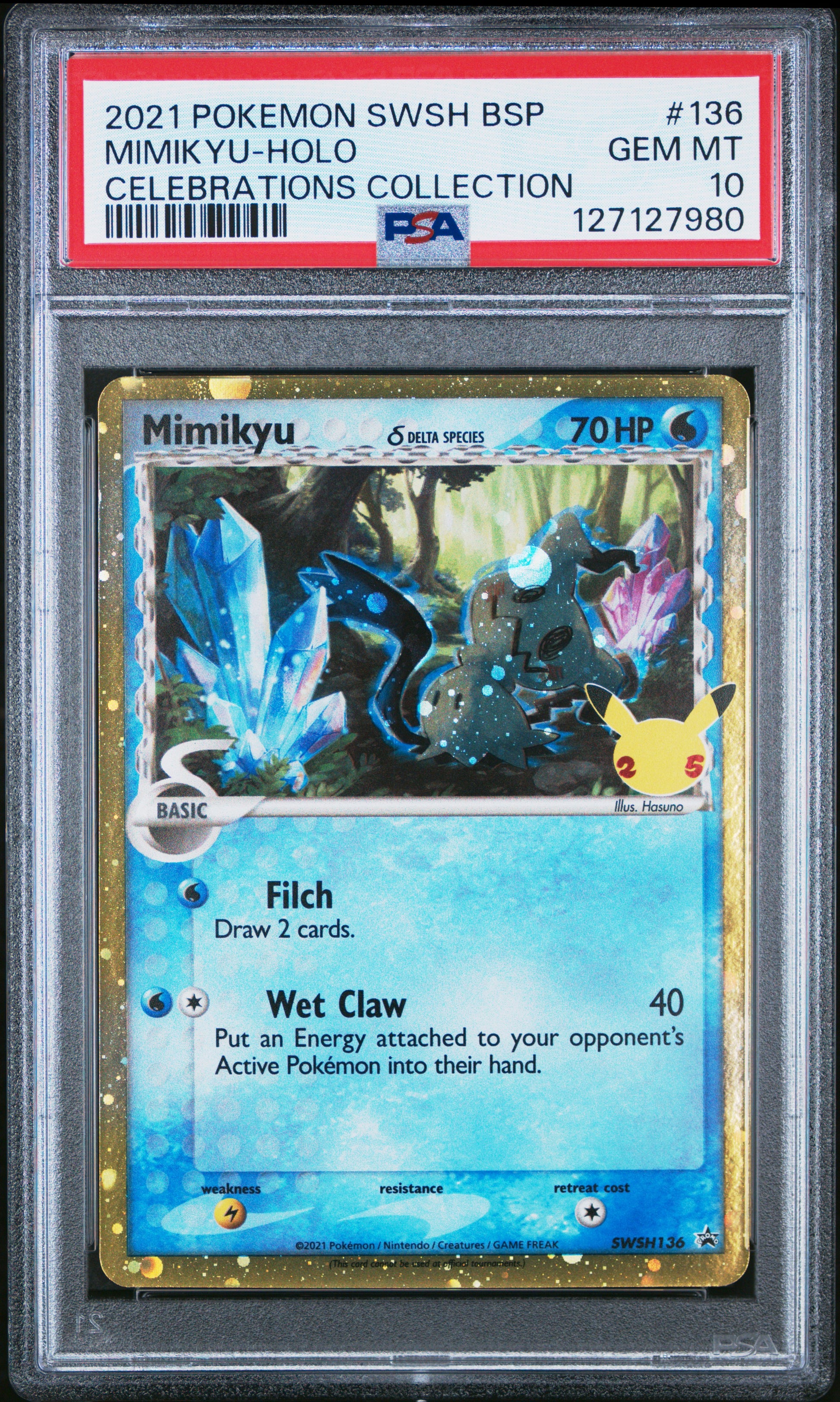 2021 Pokemon Swsh Black Star Promo Mimikyu-Holo #136 PSA 10