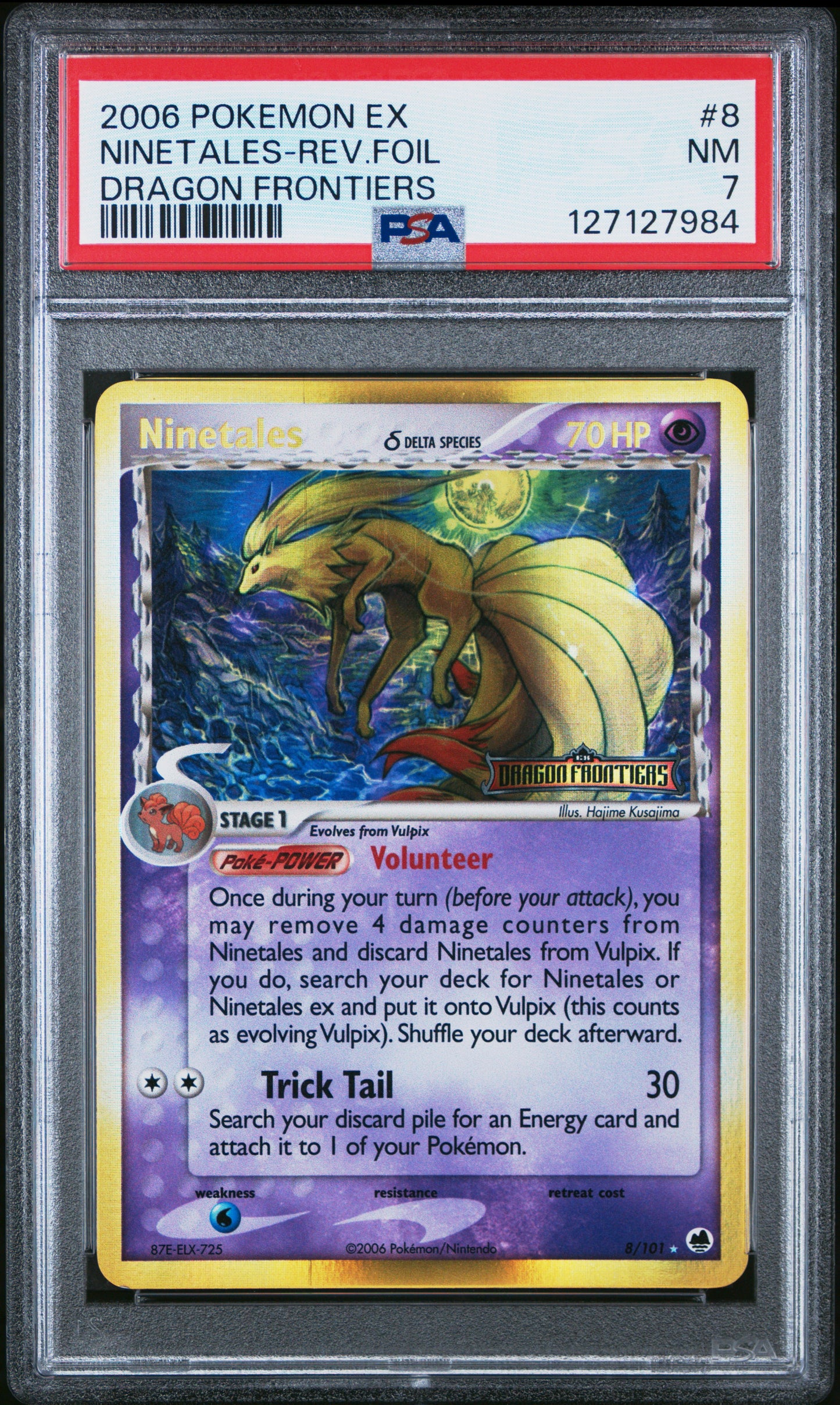 2006 Pokemon Ex Dragon Frontiers Ninetales-Rev.Foil #8 PSA 7