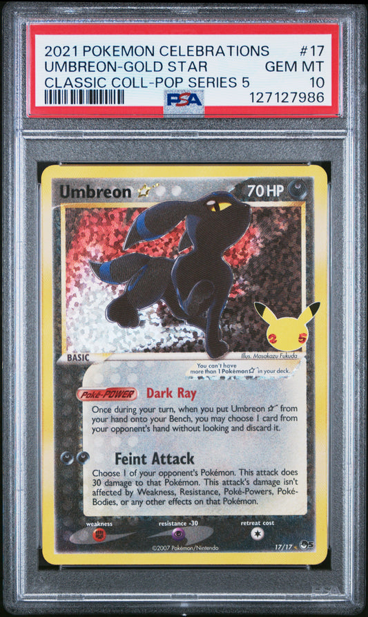2021 Pokemon Celebrations Classic Collection Umbreon-Gold Star #17 PSA 10