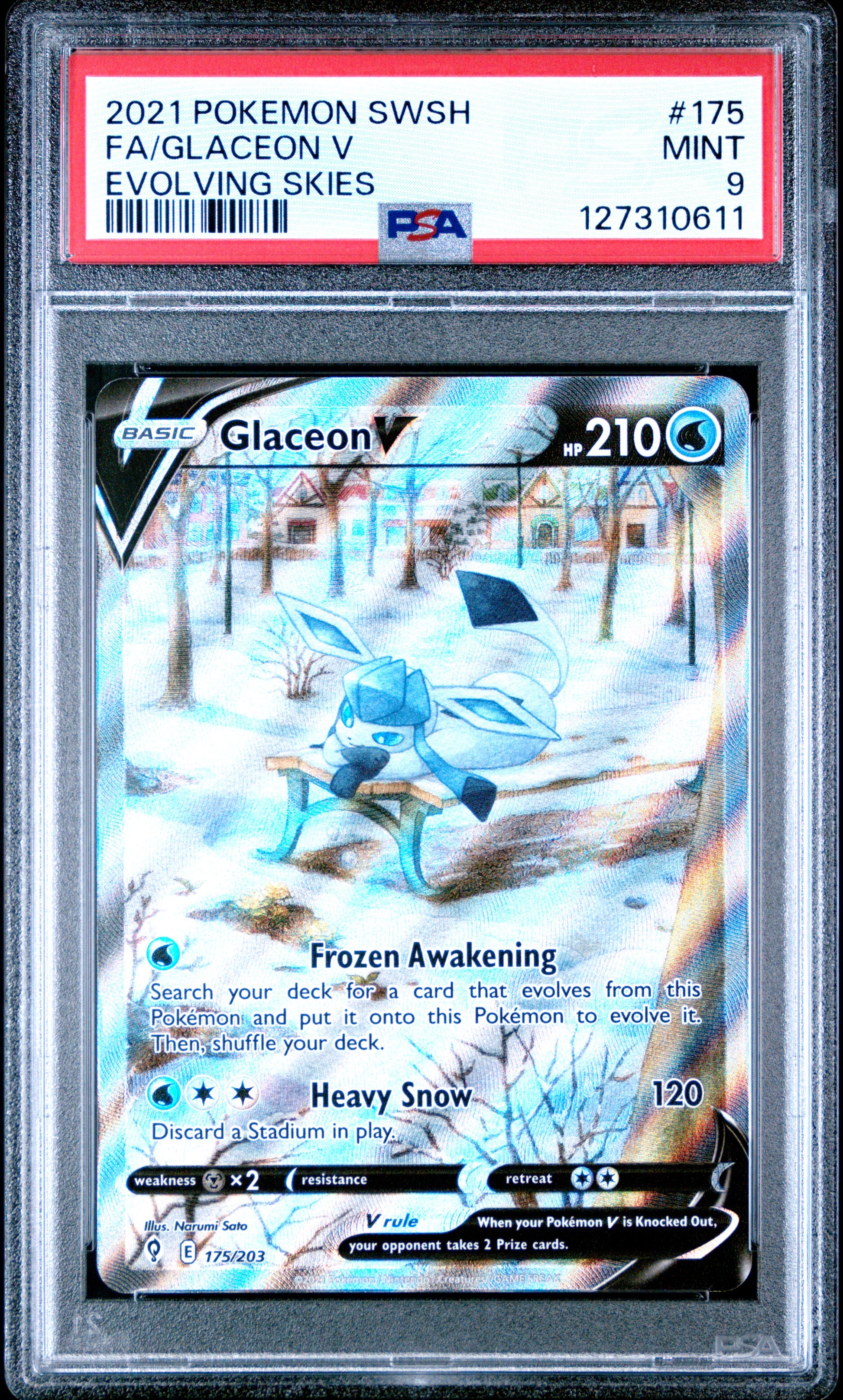 2021 Pokemon Sword & Shield Evolving Skies Fa/Glaceon V #175 PSA 9