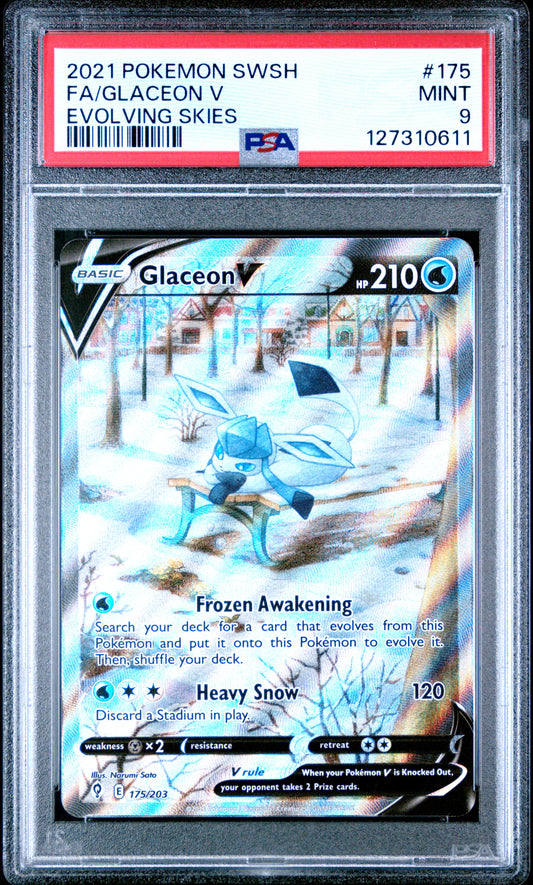 2021 Pokemon Sword & Shield Evolving Skies Fa/Glaceon V #175 PSA 9