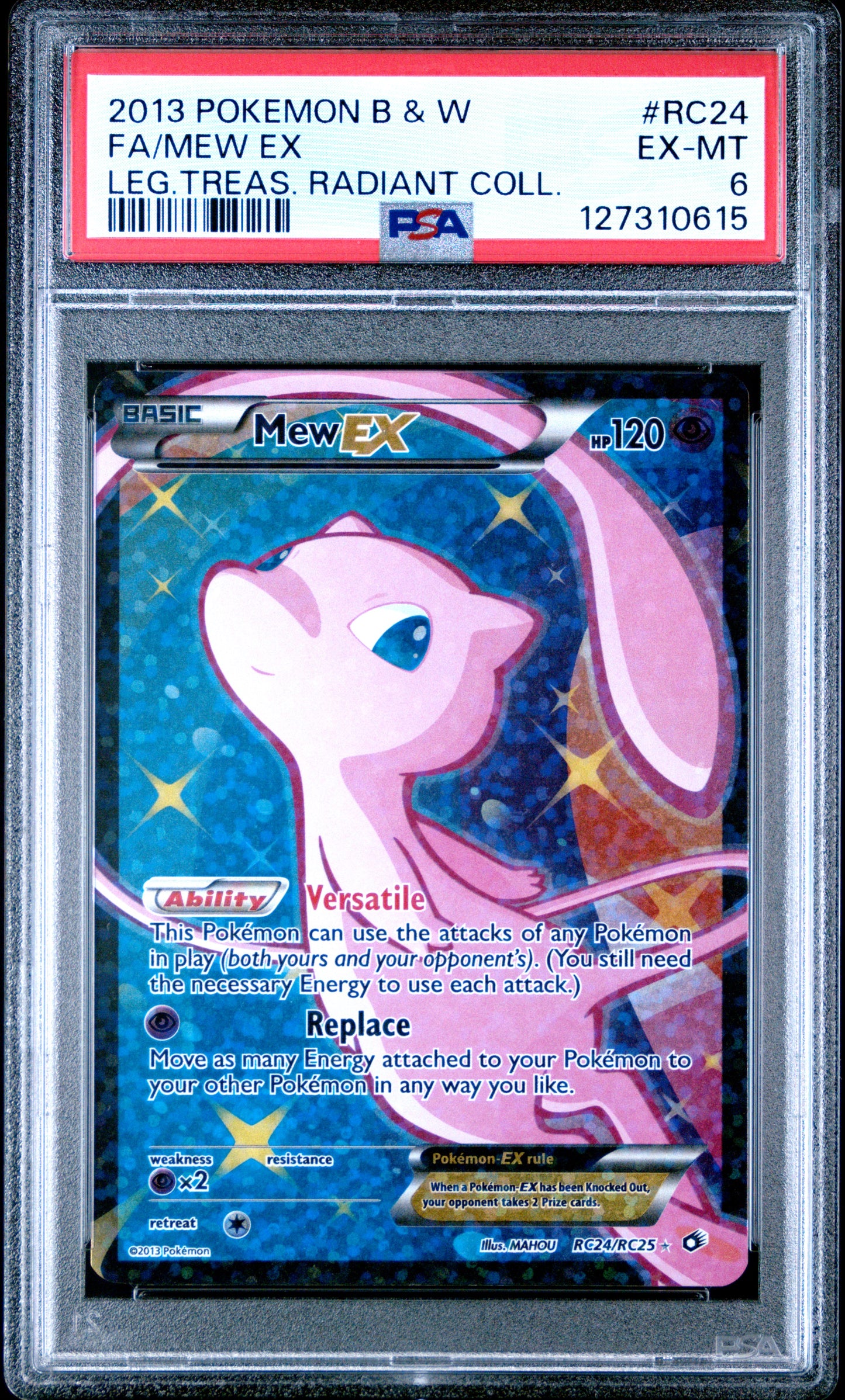 2013 Pokemon B&W Legendary Treasures Radiant Collection Fa/Mew Ex #RC24 PSA 6