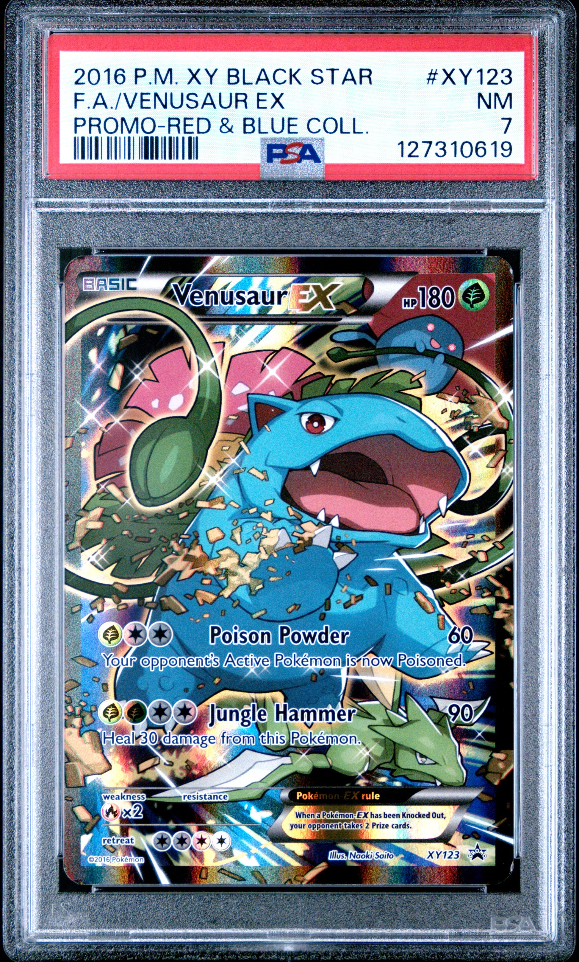 2016 Pokemon Xy Black Star Promo Fa/Venusaur Ex #XY123 PSA 7
