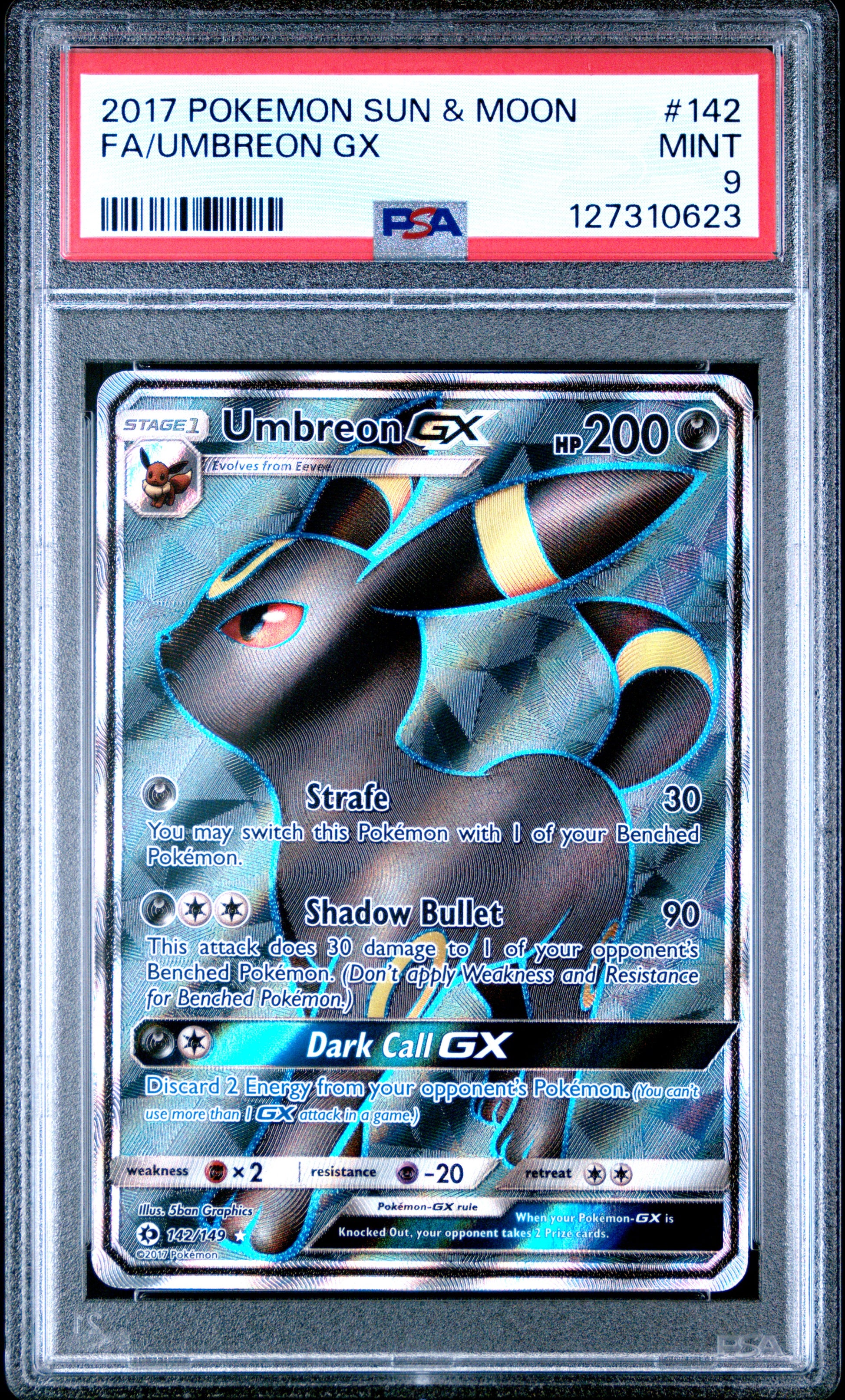 2017 Pokemon Sun & Moon Fa/Umbreon Gx #142 PSA 9
