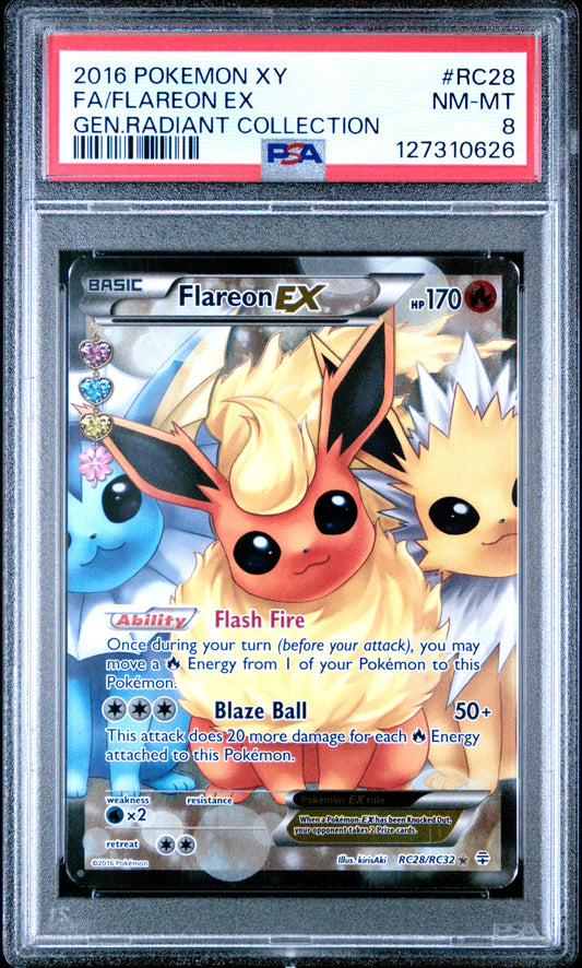 2016 Pokemon Xy Generations Radiant Collection Fa/Flareon Ex #RC28 PSA 8