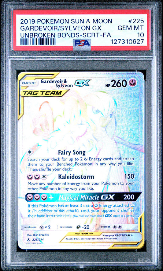 2019 Pokemon Sun & Moon Unbroken Bonds Gardevoir/Sylveon Gx #225 PSA 10