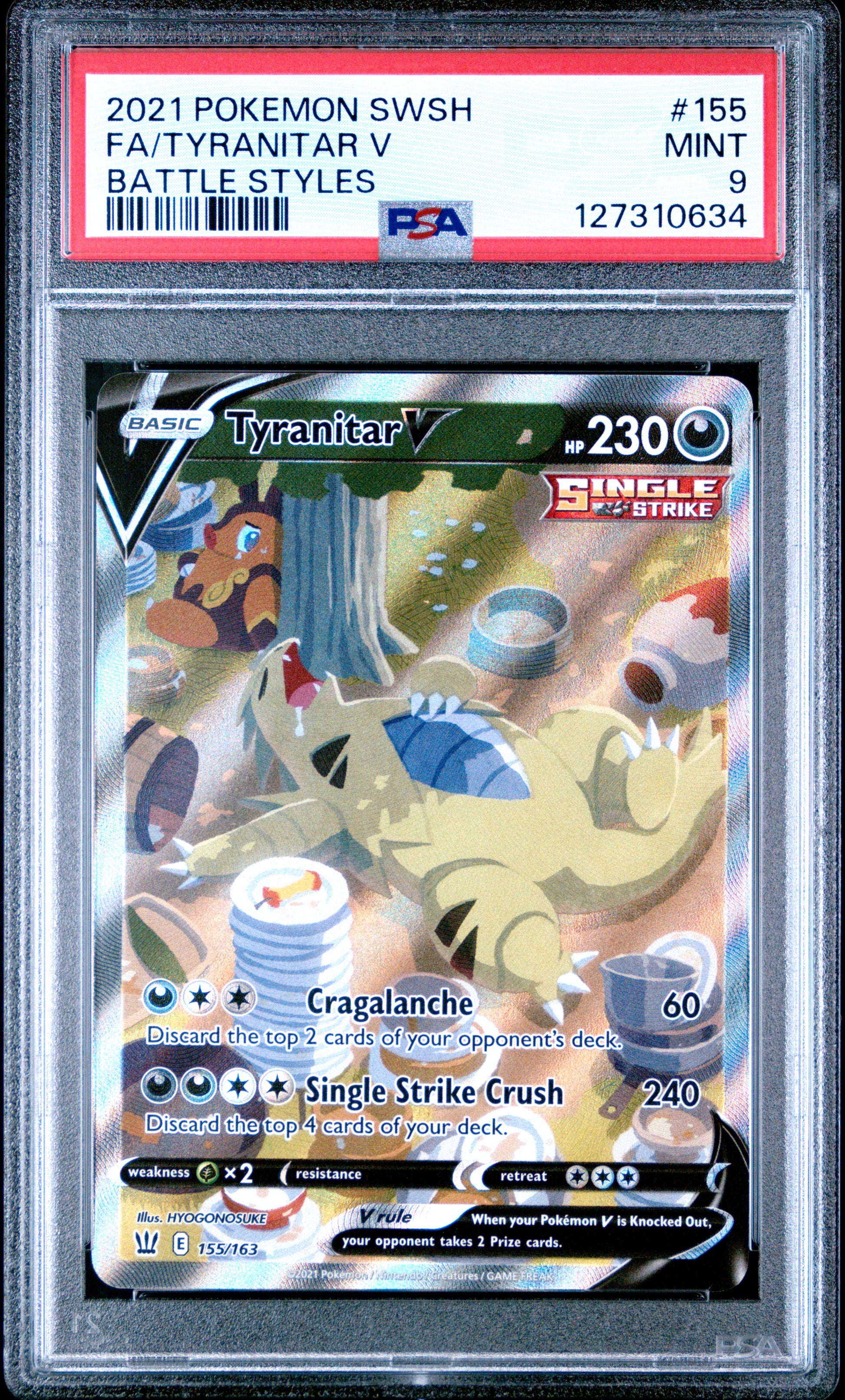 2021 Pokemon Sword & Shield Battle Styles Fa/Tyranitar V #155 PSA 9