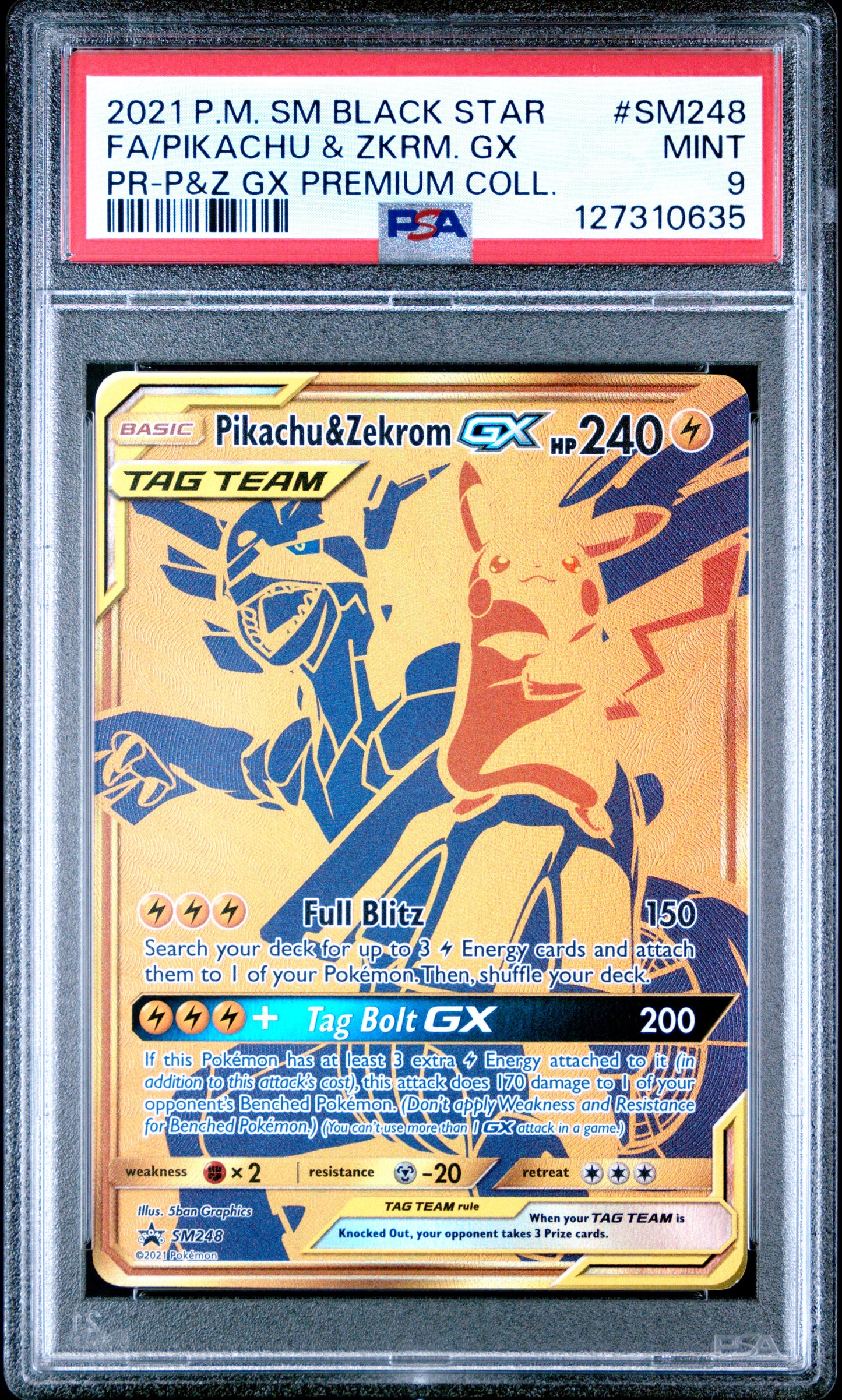 2021 Pokemon Sm Black Star Promo Fa/Pikachu & Zkrm. Gx #SM248 PSA 9