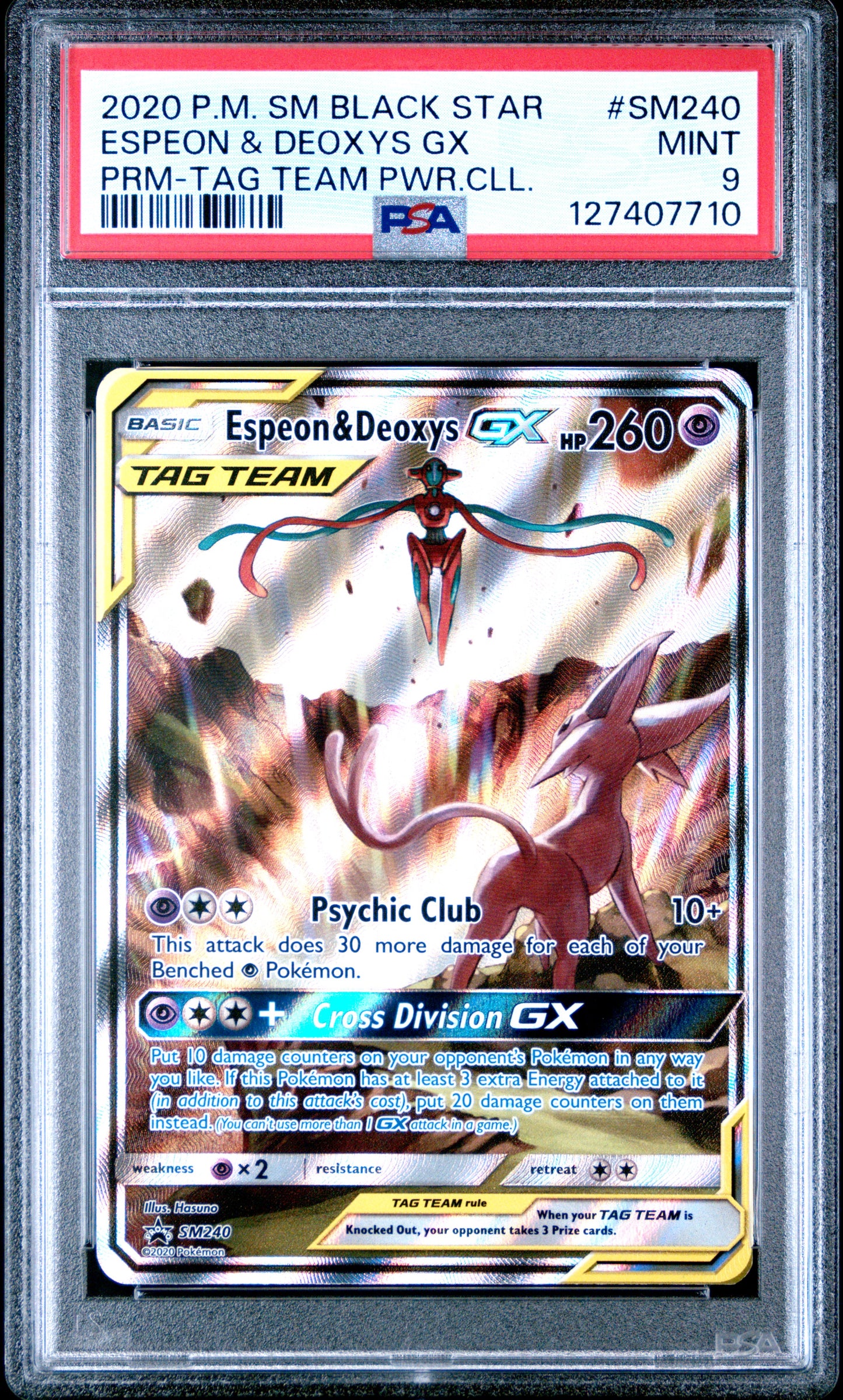 2020 Pokemon Sm Black Star Promo Espeon & Deoxys Gx #SM240 PSA 9