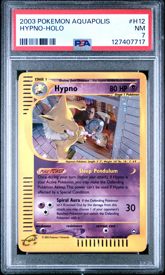 2003 Pokemon Aquapolis Hypno-Holo #H12 PSA 7