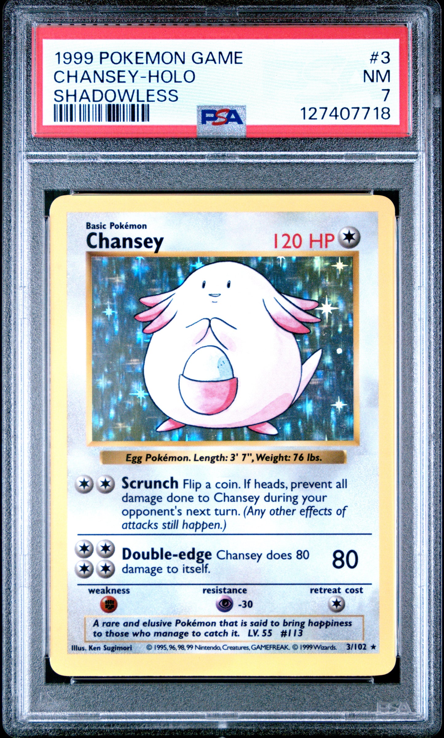 1999 Pokemon Game Chansey-Holo #3 PSA 7