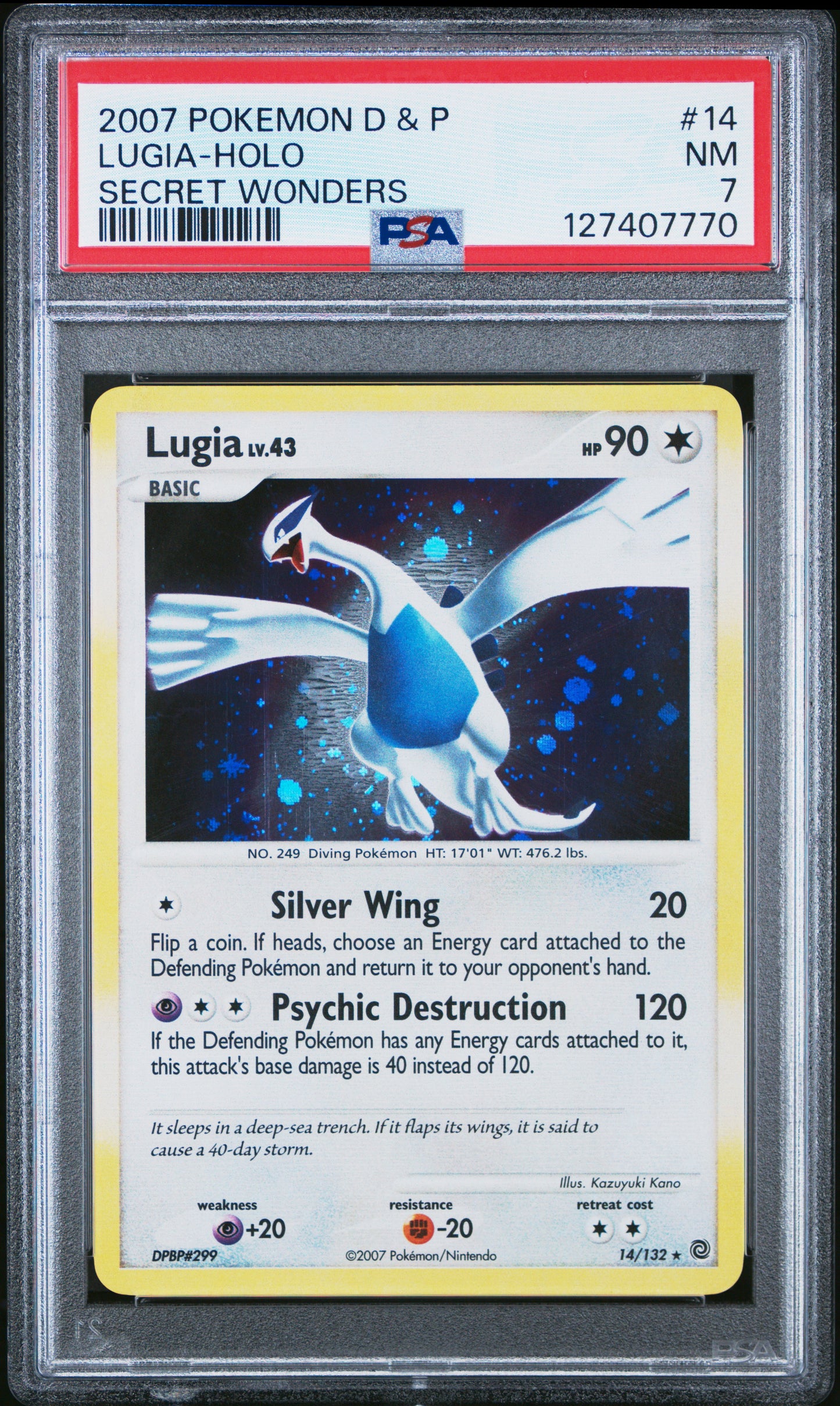 2007 Pokemon Diamond & Pearl Secret Wonders Lugia-Holo #14 PSA 7