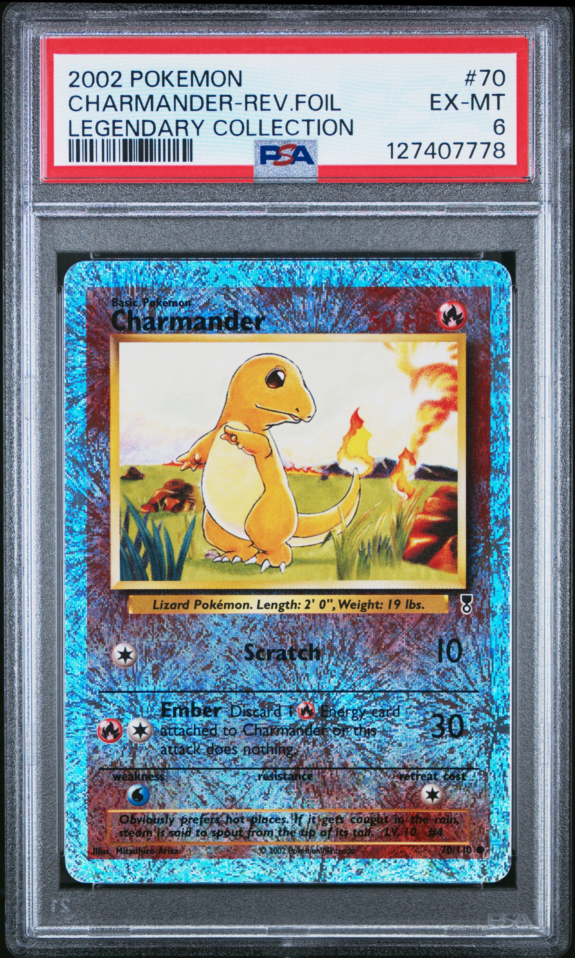 2002 Pokemon Legendary Collection Charmander-Rev.Foil #70 PSA 6