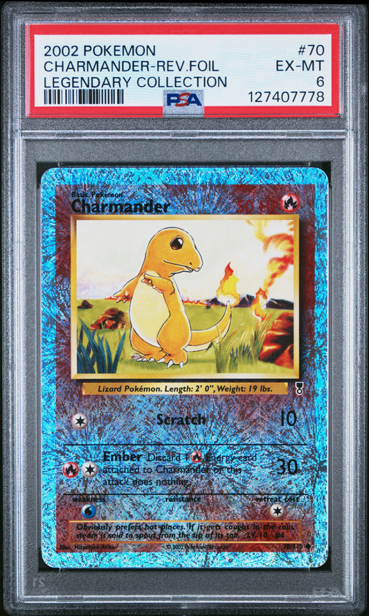 2002 Pokemon Legendary Collection Charmander-Rev.Foil #70 PSA 6