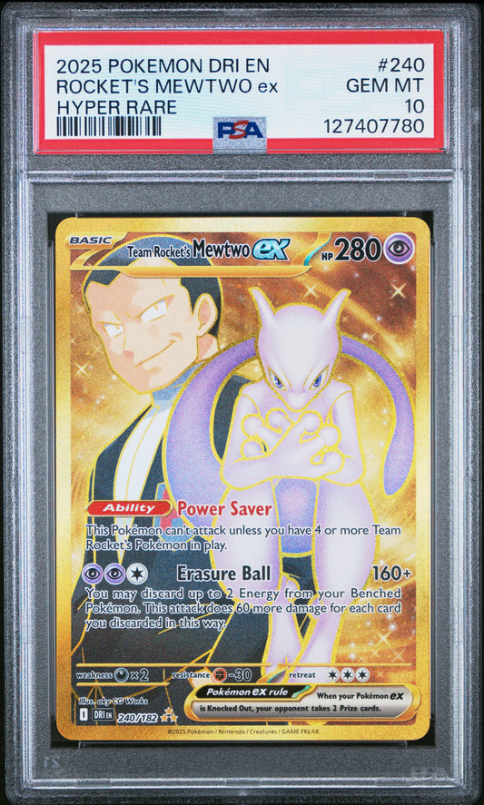 2025 Pokemon Dri En-Destined Rivals Rocket'S Mewtwo Ex #240 PSA 10