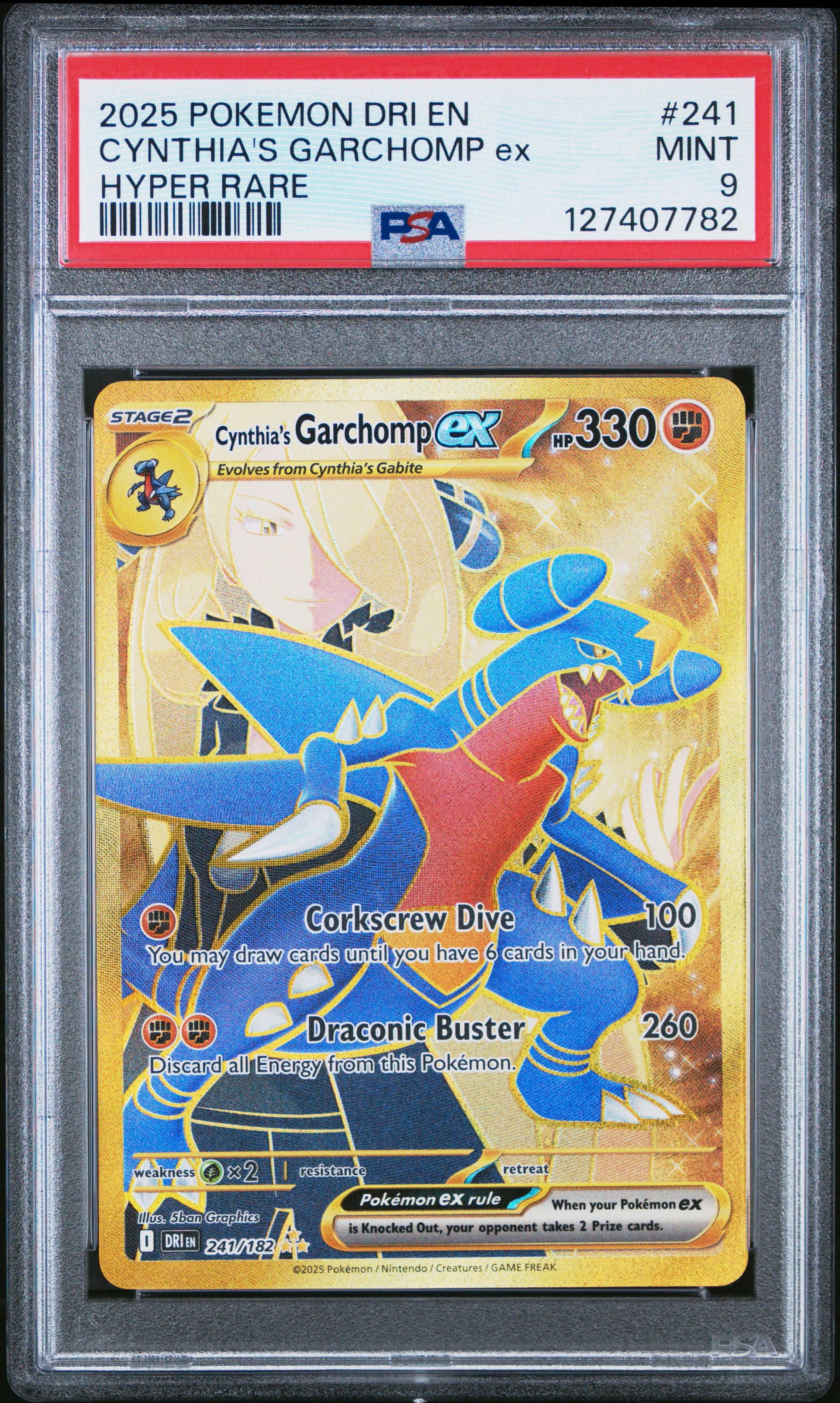 2025 Pokemon Dri En-Destined Rivals Cynthia'S Garchomp Ex #241 PSA 9
