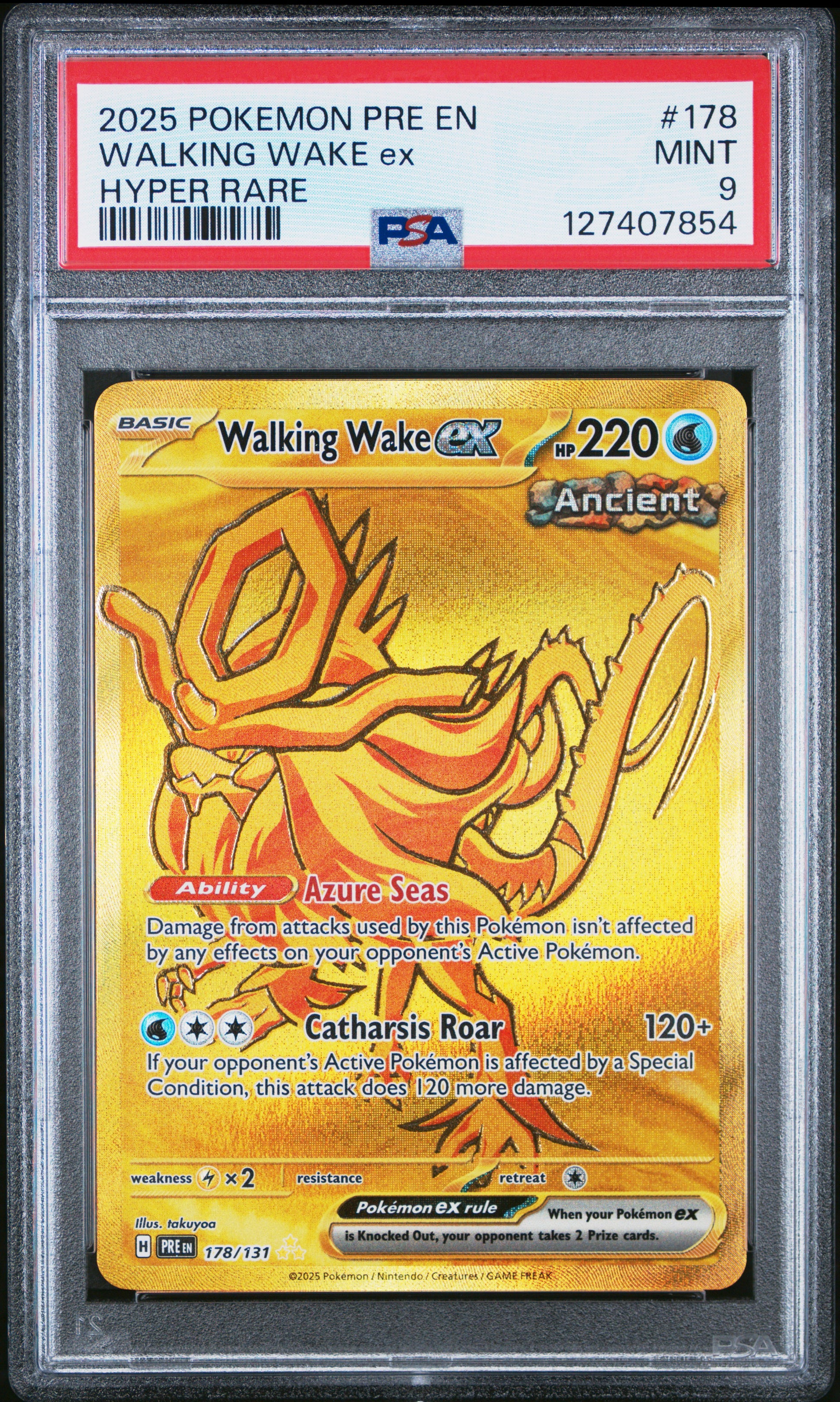 2025 Pokemon Pre En-Prismatic Evolutions Walking Wake Ex #178 PSA 9
