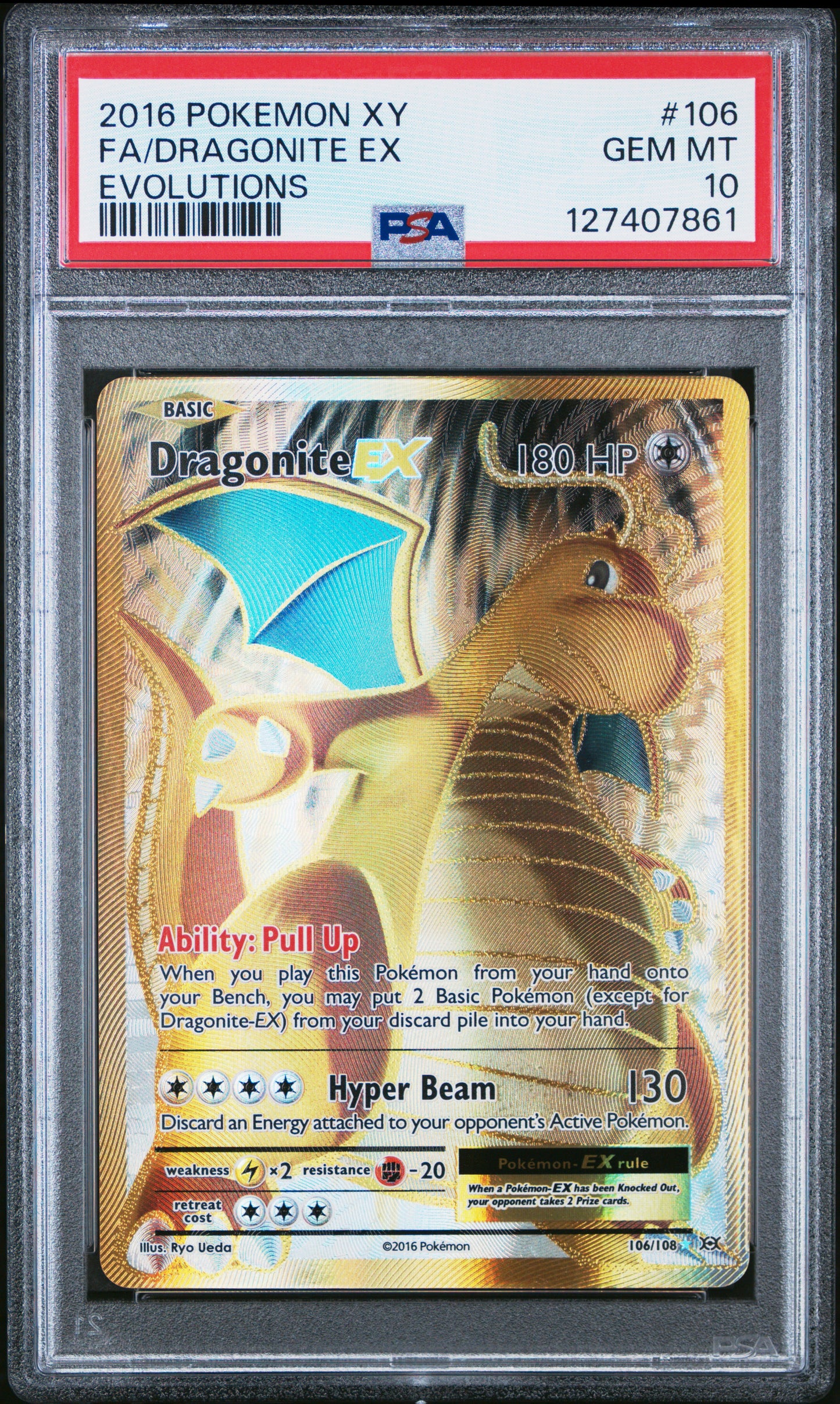 2016 Pokemon Xy Evolutions Fa/Dragonite Ex #106 PSA 10