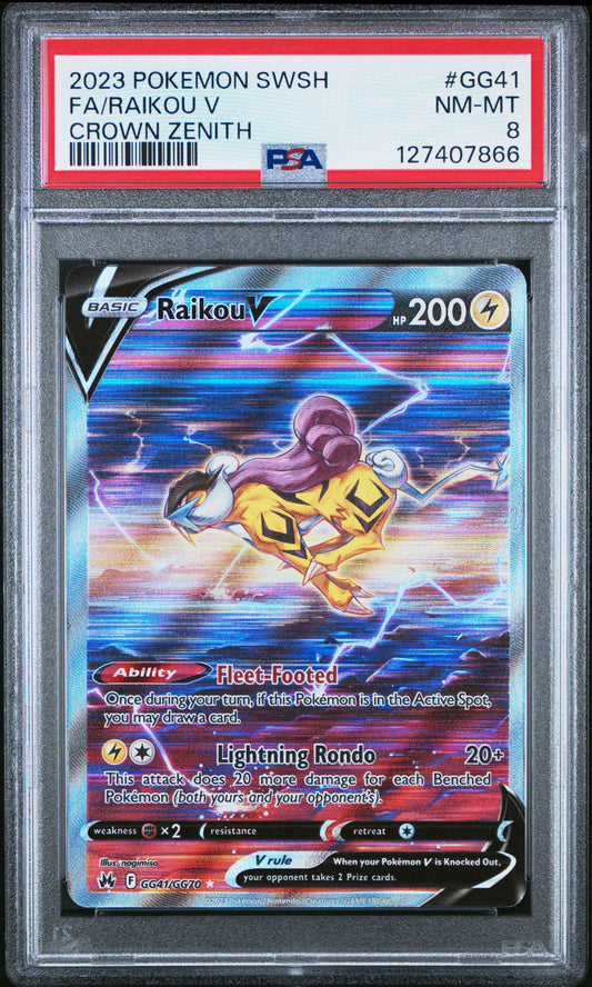 2023 Pokemon Sword And Shield Crown Zenith Fa/Raikou V #GG41 PSA 8