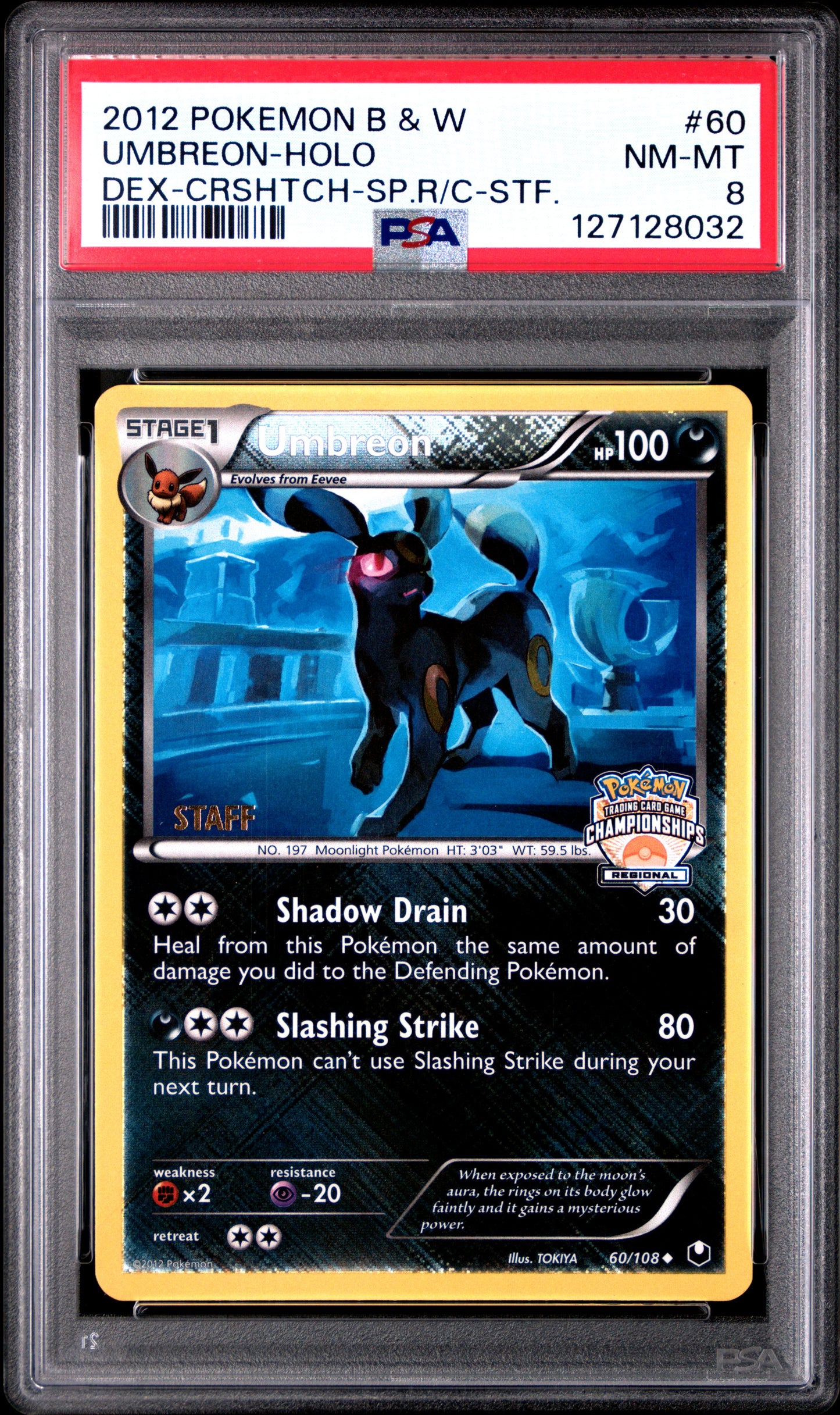 2012 Pokemon Black & White Dark Explorers Umbreon-Holo #60 PSA 8