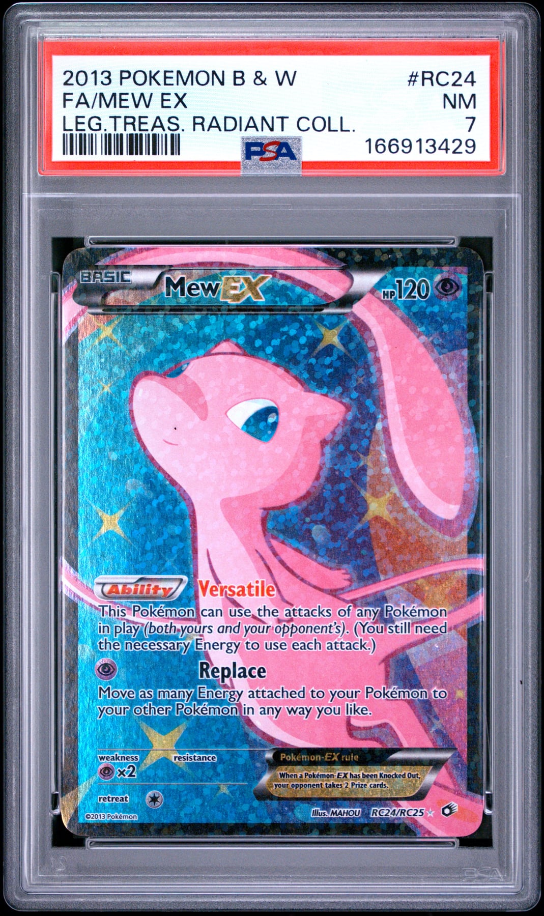 2013 Pokemon Black & White Legendary Treasures Radiant Fa/Mew Ex #RC24 PSA 7