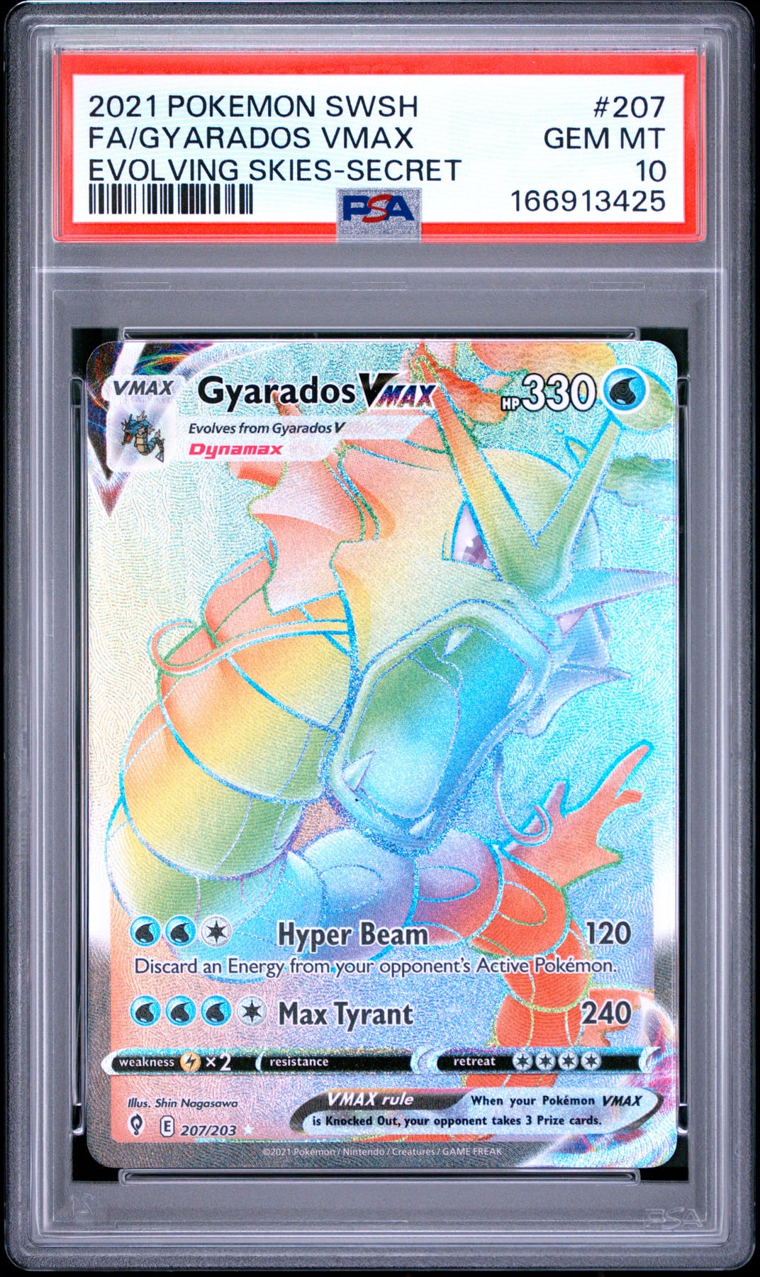 2021 Pokemon Sword & Shield Evolving Skies Fa/Gyarados Vmax #207 PSA 10