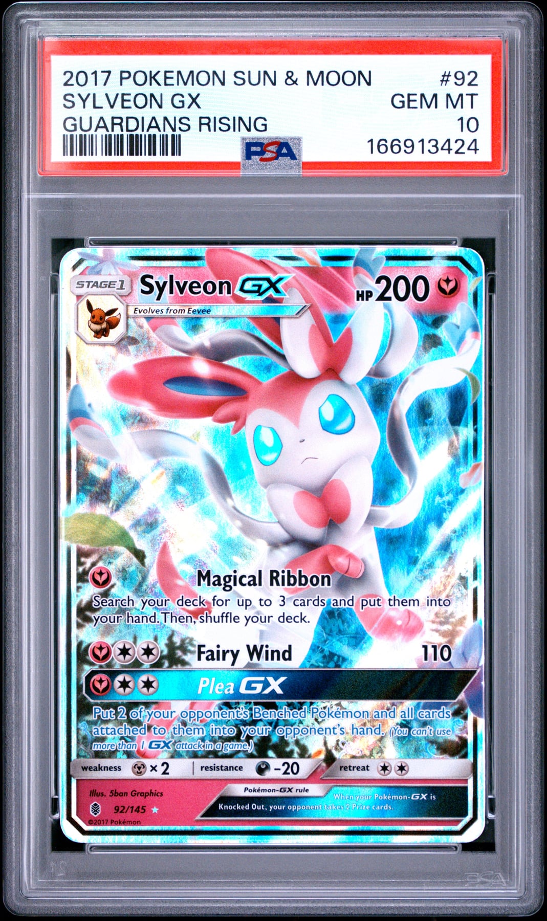 2017 Pokemon Sun & Moon Guardians Rising Sylveon Gx #92 PSA 10