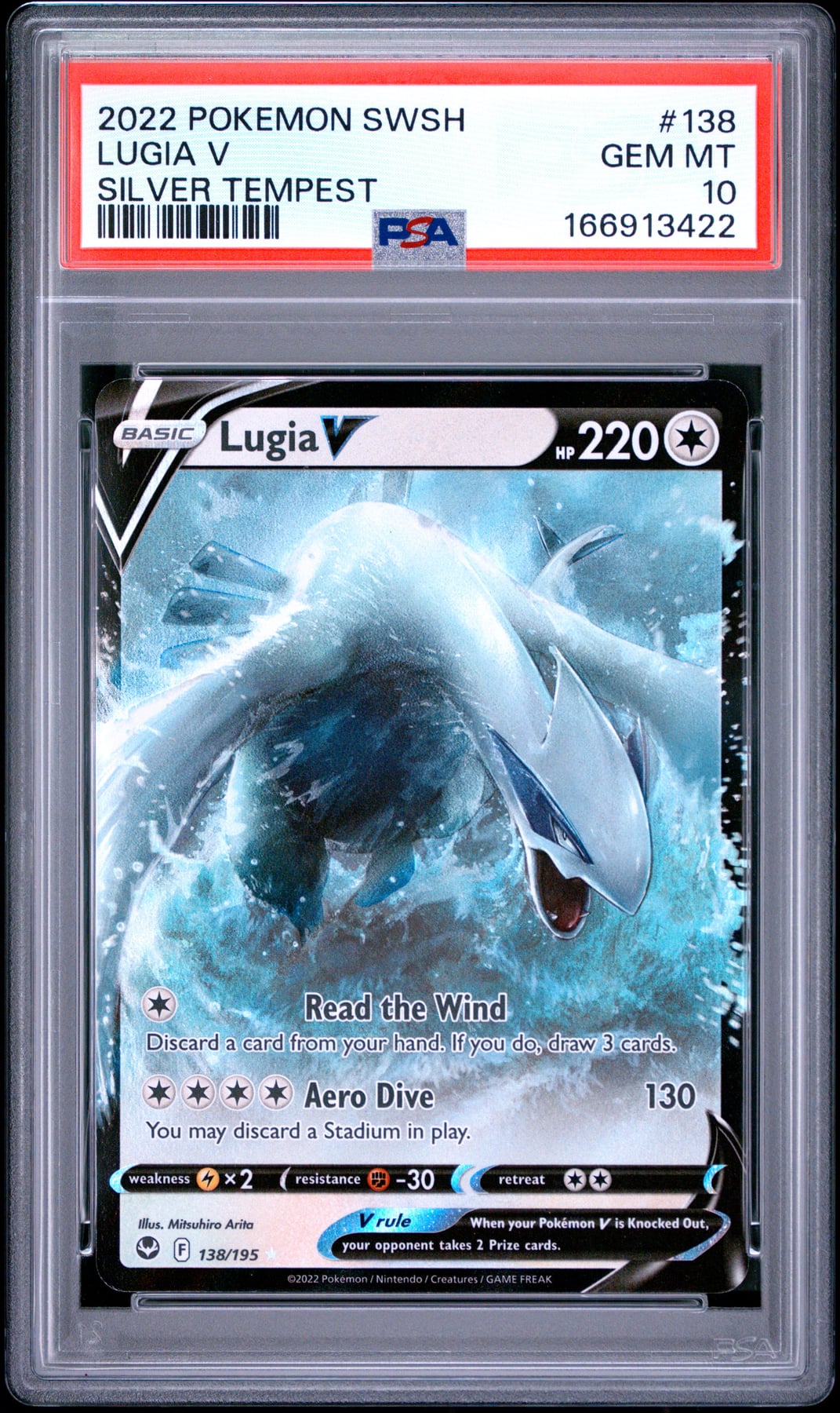 2022 Pokemon Sword & Shield Silver Tempest Lugia V #138 PSA 10