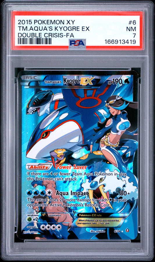 2015 Pokemon Xy Double Crisis Tm.Aqua'S Kyogre Ex #6 PSA 7