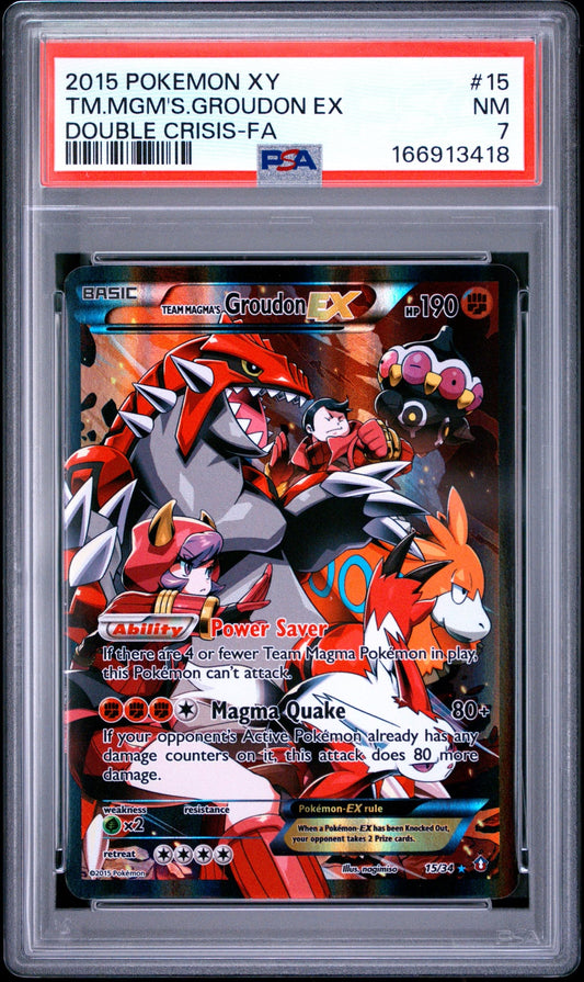 2015 Pokemon Xy Double Crisis Tm.Mgm'S.Groudon Ex #15 PSA 7