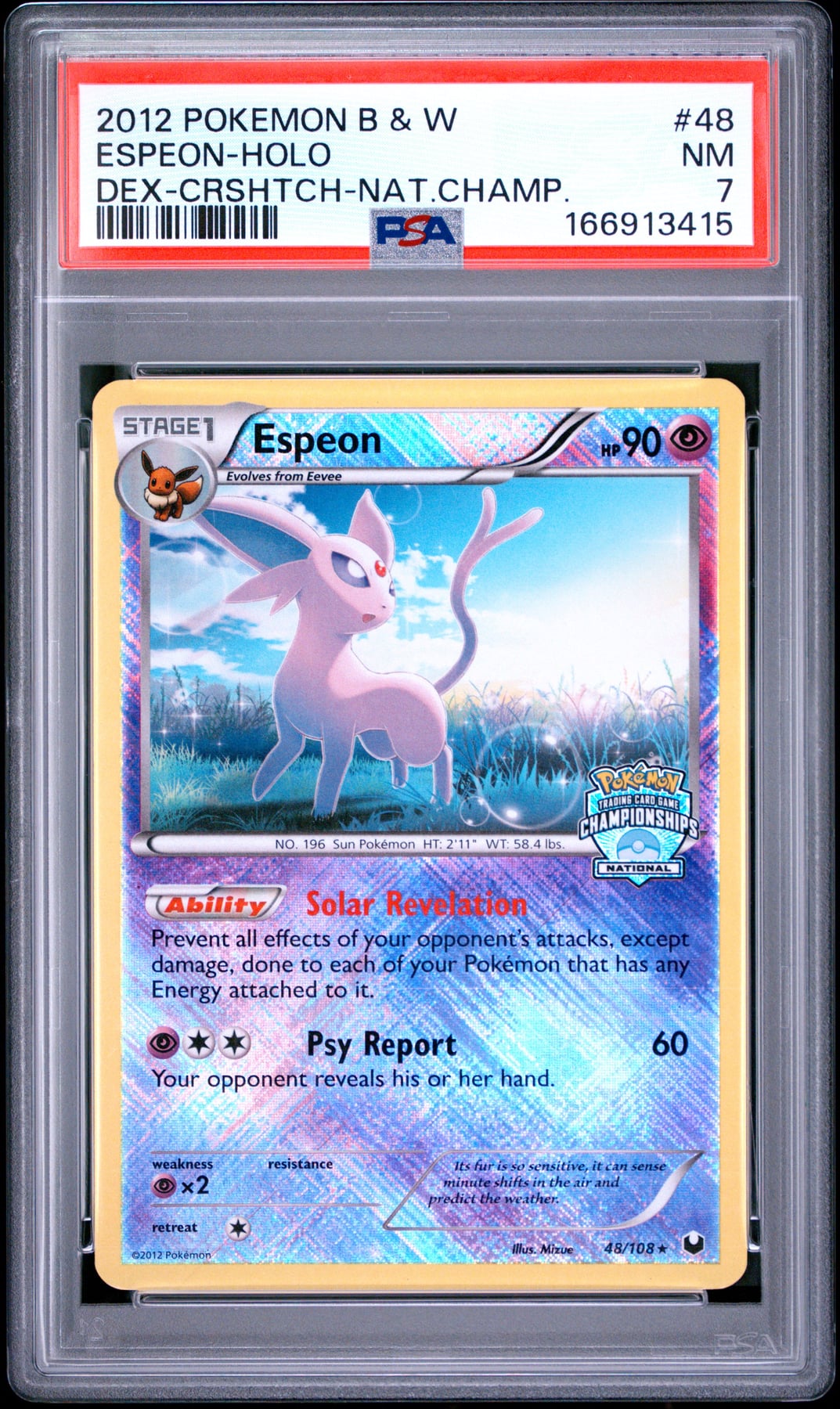 2012 Pokemon Black & White Dark Explorers Espeon-Holo #48 PSA 7