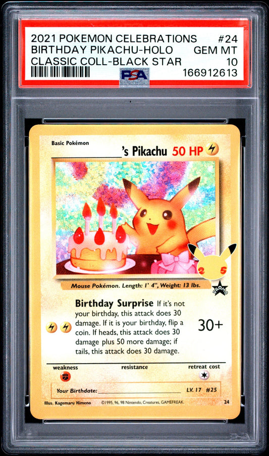 2021 Pokemon Celebrations Classic Collection Birthday Pikachu-Holo #24 PSA 10
