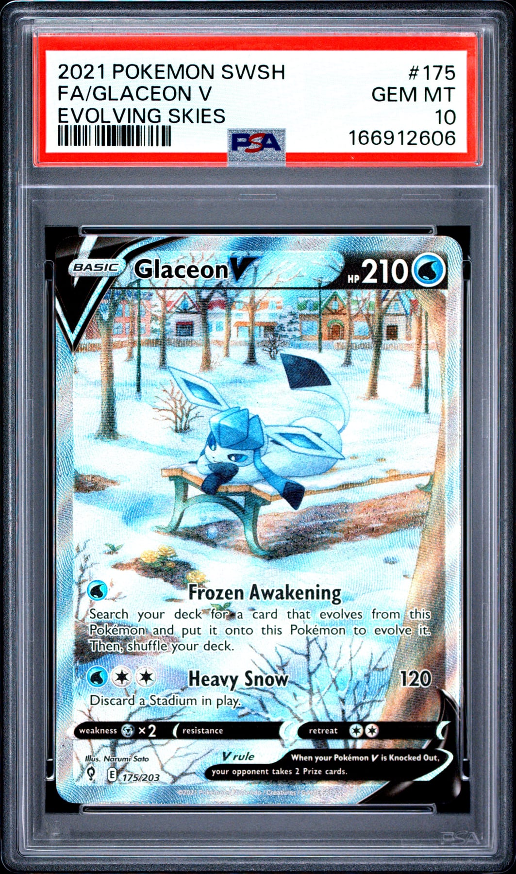 2021 Pokemon Sword & Shield Evolving Skies Fa/Glaceon V #175 PSA 10