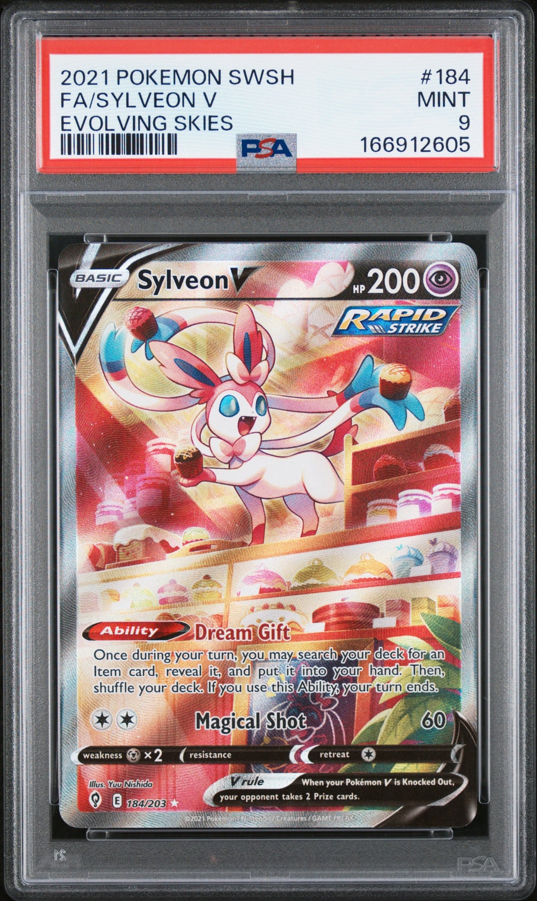 2021 Pokemon Sword & Shield Evolving Skies Fa/Sylveon V #184 PSA 9