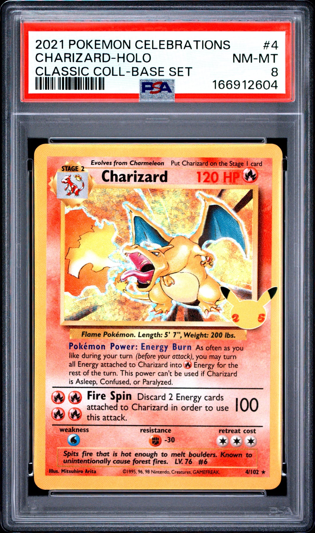 2021 Pokemon Celebrations Classic Collection Charizard-Holo #4 PSA 8