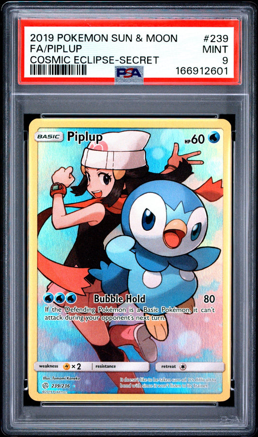 2019 Pokemon Sun & Moon Cosmic Eclipse Fa/Piplup #239 PSA 9