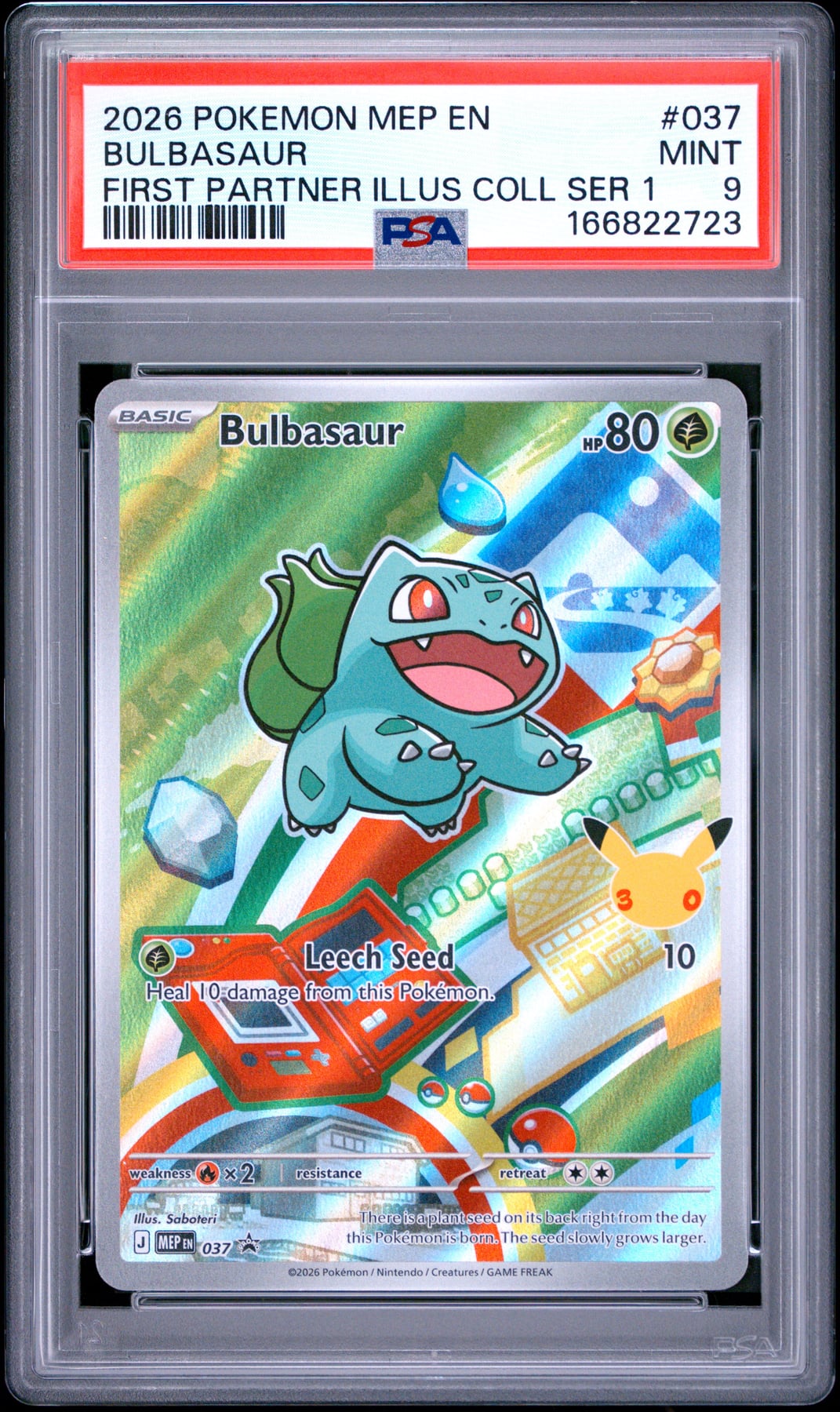 2026 Pokemon Mep En-Me Black Star Promo Bulbasaur #037 PSA 9