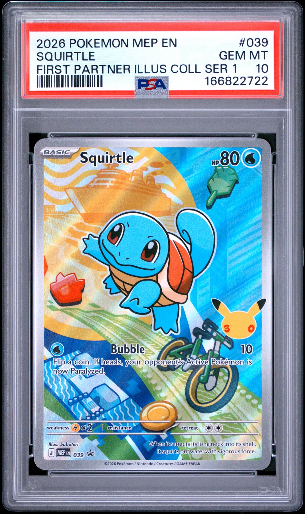 2026 Pokemon Mep En-Me Black Star Promo Squirtle #039 PSA 10