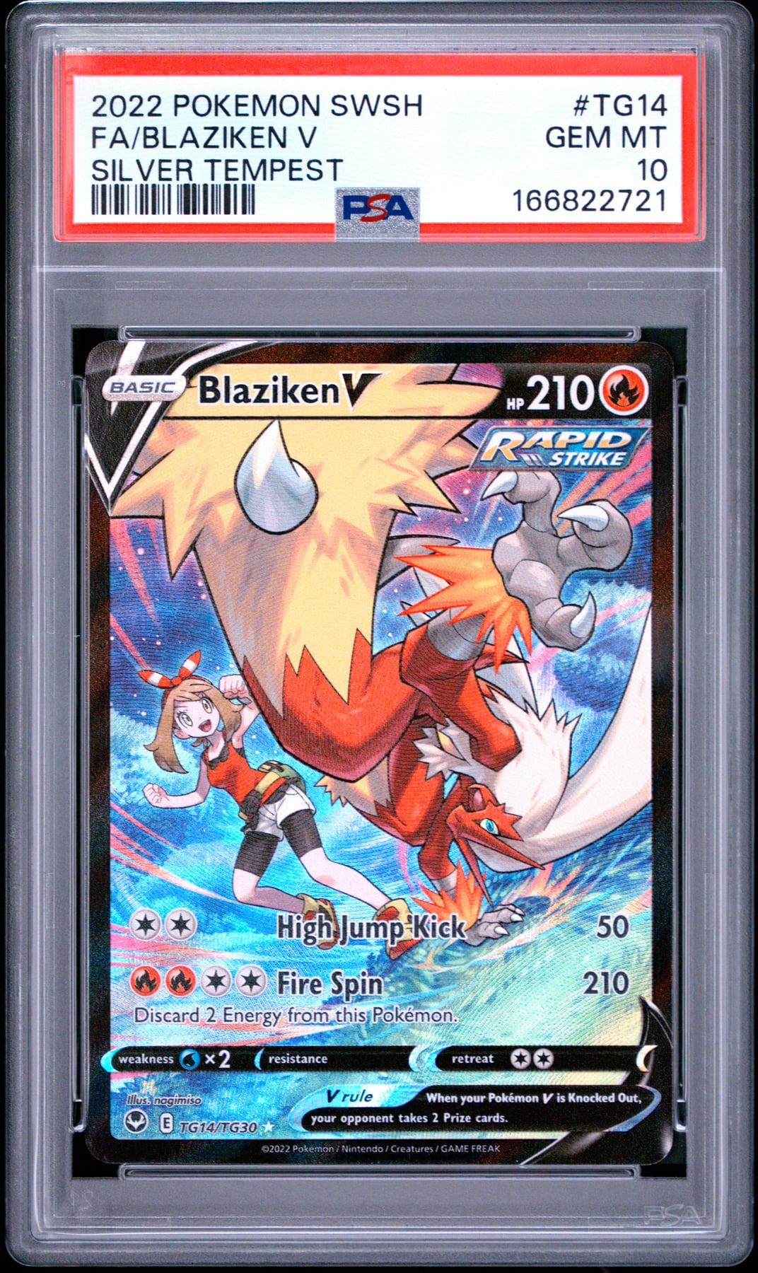 2022 Pokemon Sword & Shield Silver Tempest Fa/Blaziken V #TG14 PSA 10