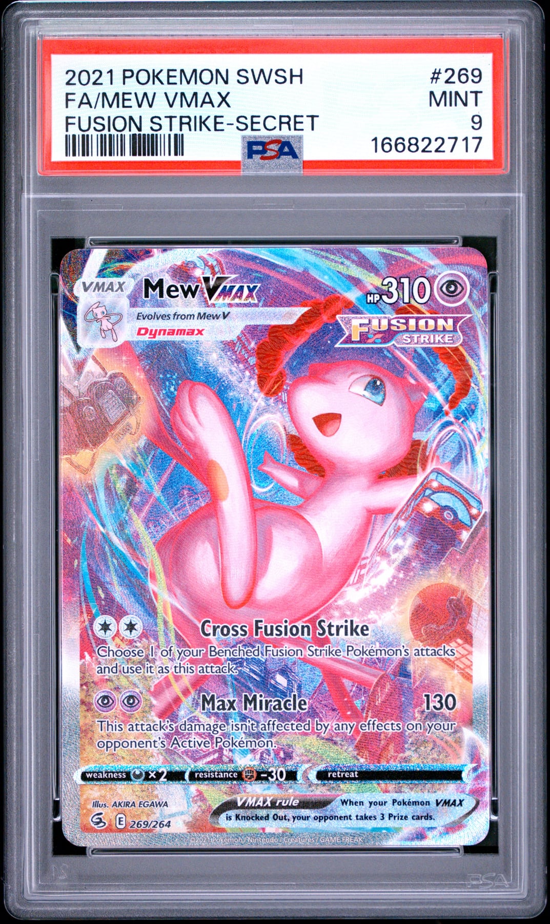 2021 Pokemon Sword & Shield Fusion Strike Fa/Mew Vmax #269 PSA 9