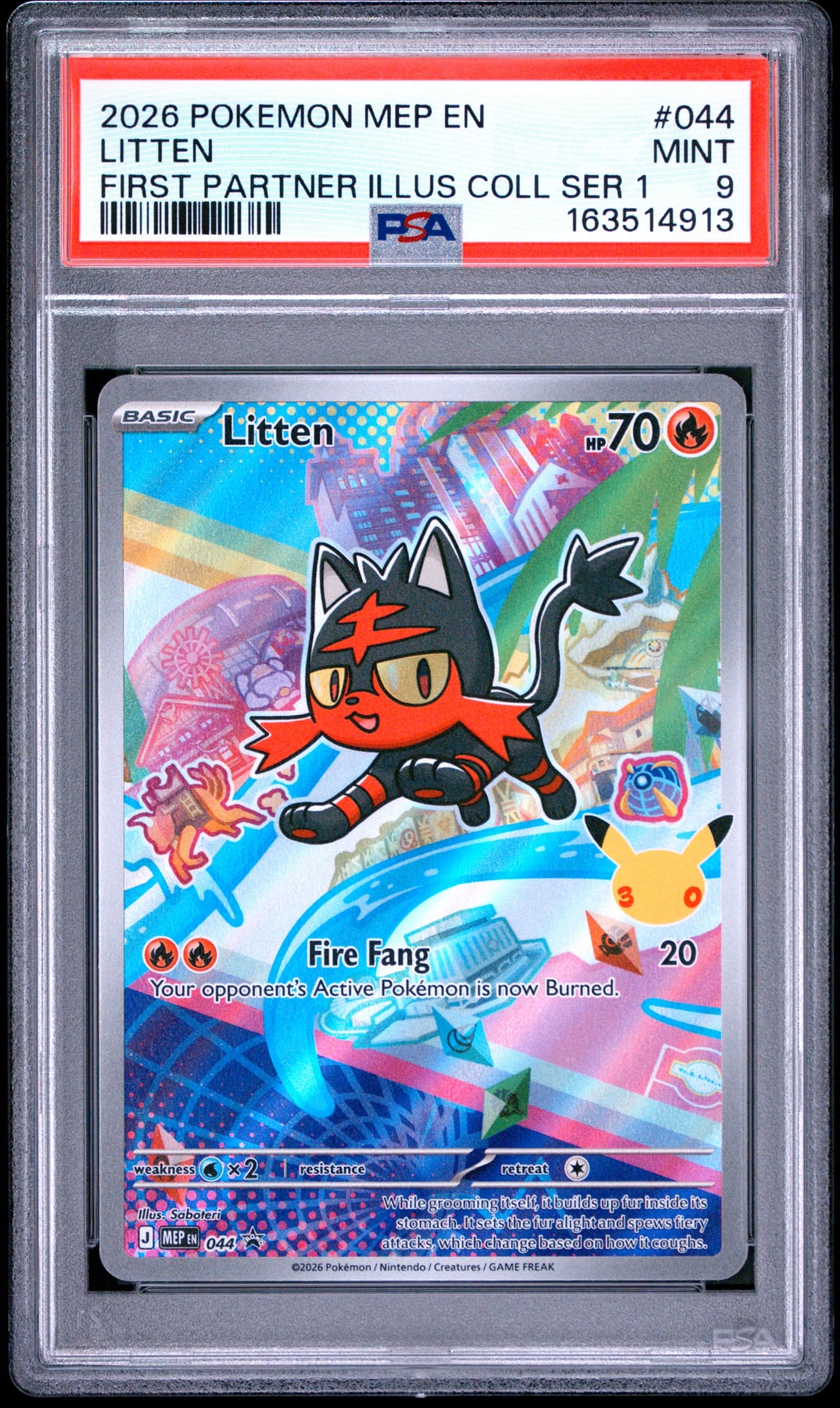 2026 Pokemon Mep En-Me Black Star Promo Litten #044 PSA 9