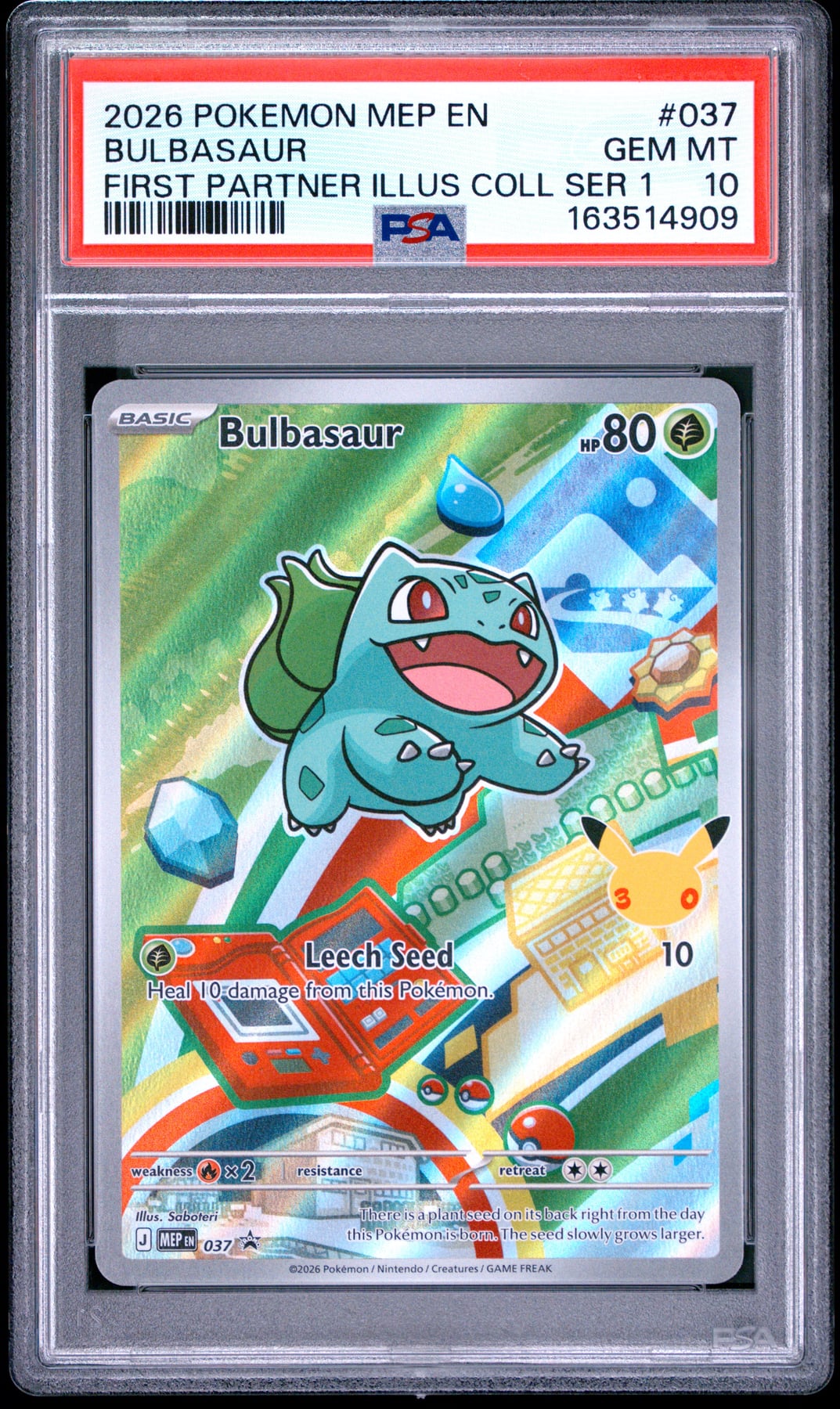 2026 Pokemon Mep En-Me Black Star Promo Bulbasaur #037 PSA 10
