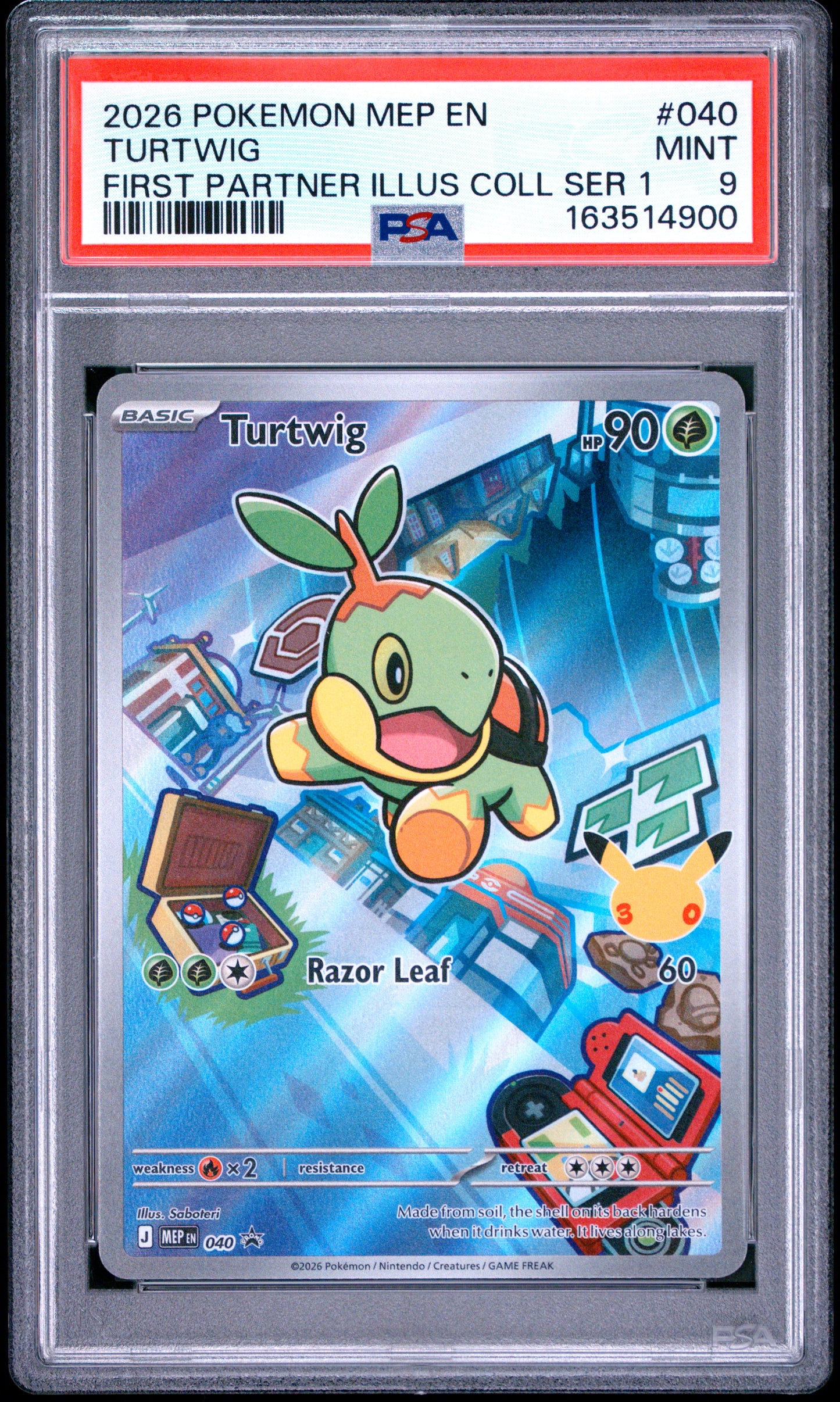 2026 Pokemon Mep En-Me Black Star Promo Turtwig #040 PSA 9