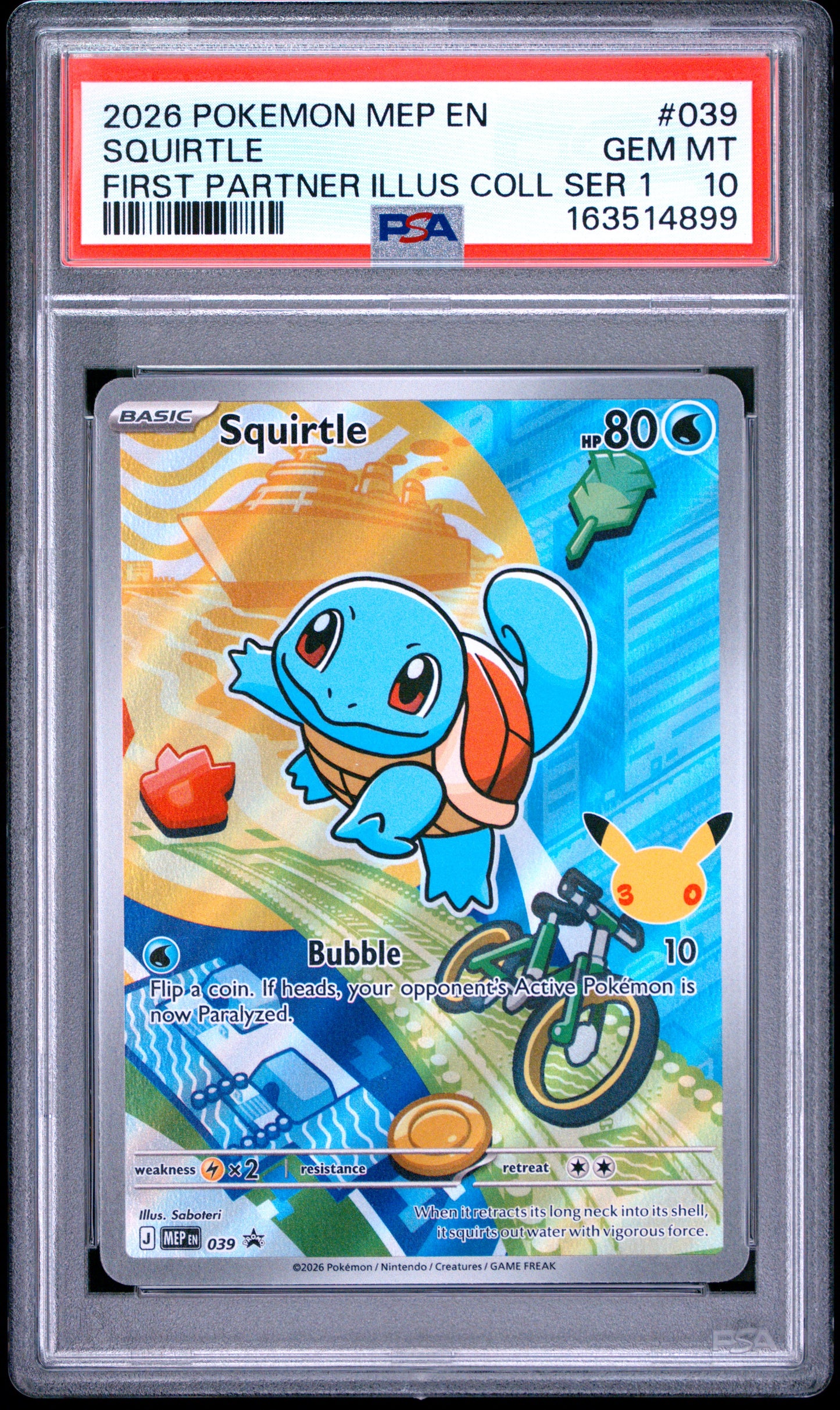 2026 Pokemon Mep En-Me Black Star Promo Squirtle #039 PSA 10
