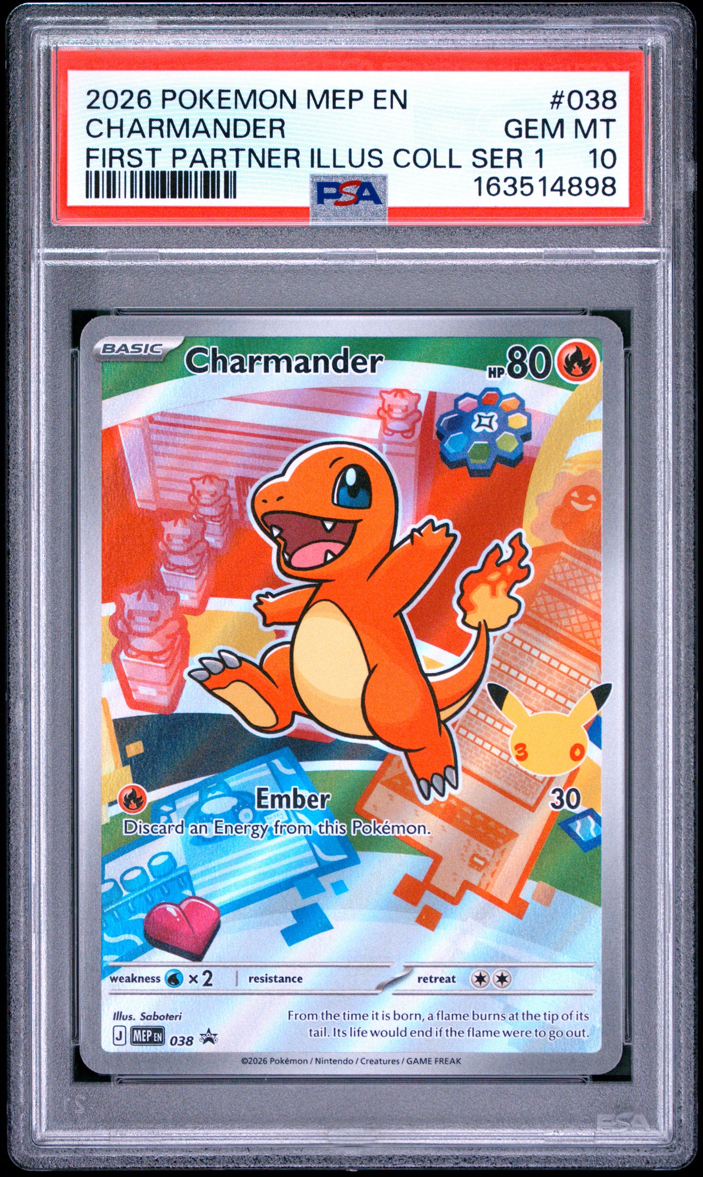 2026 Pokemon Mep En-Me Black Star Promo Charmander #038 PSA 10