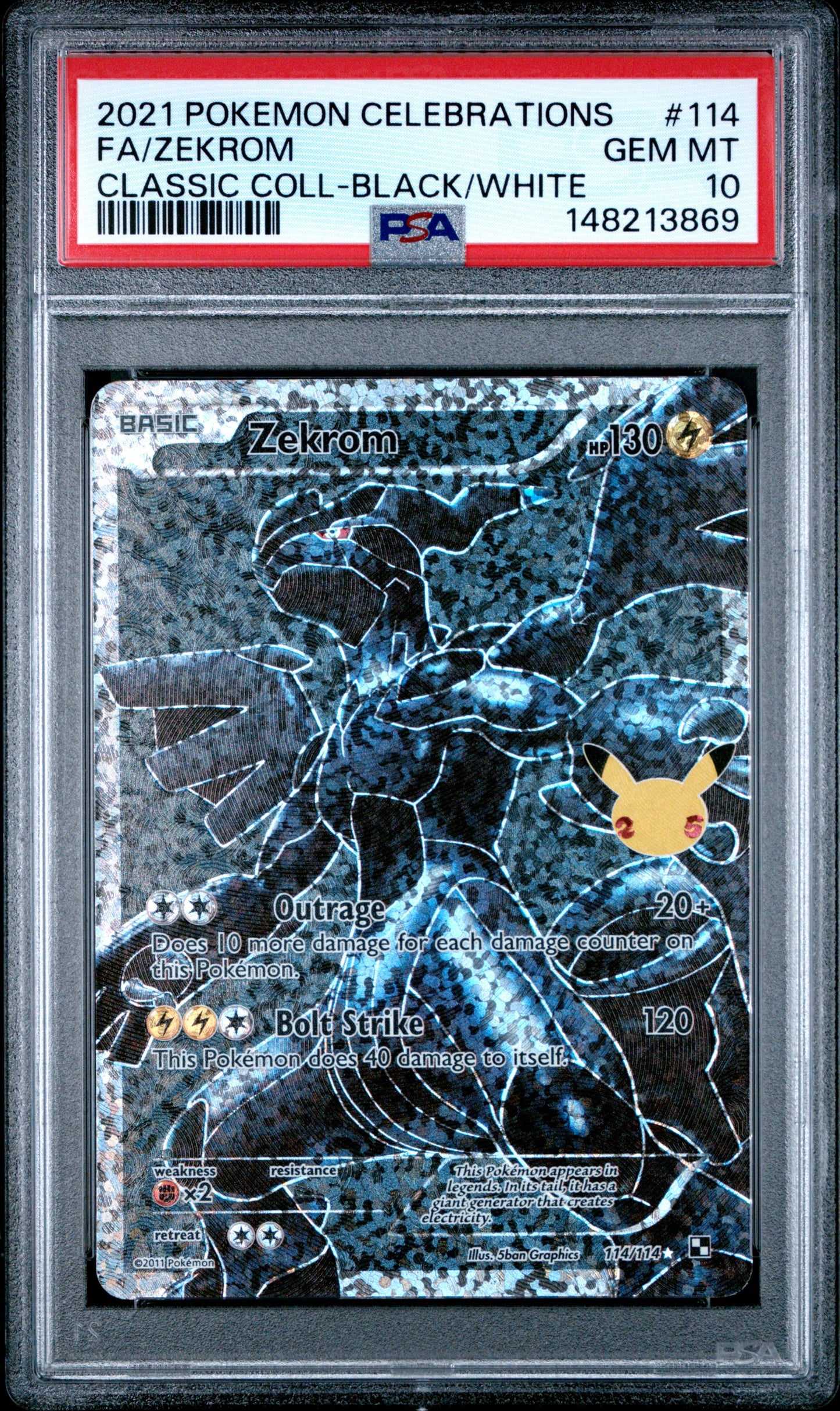 2021 Pokemon Celebrations Classic Collection Fa/Zekrom #114 PSA 10
